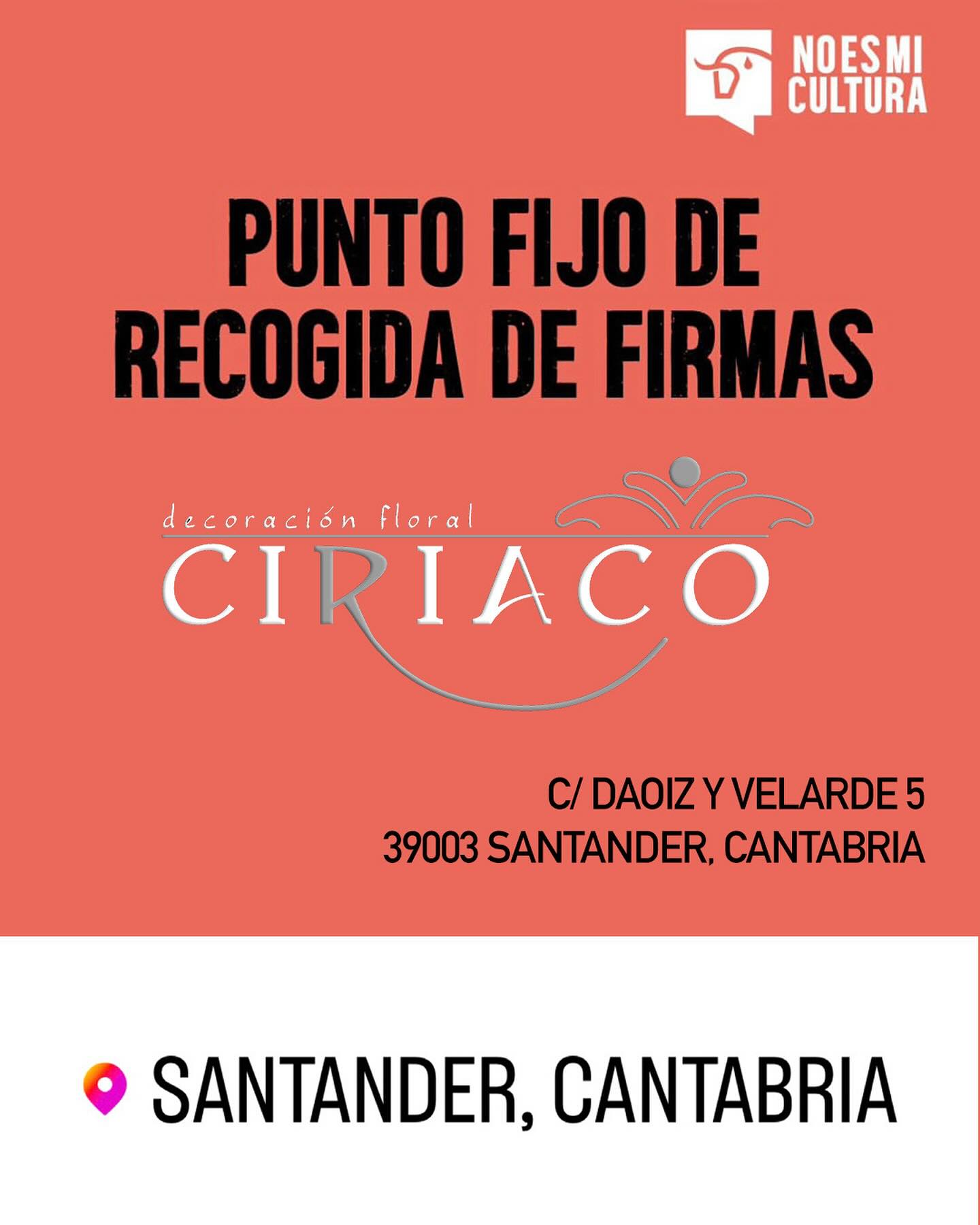 Ya tenemos punto fijo de recogida de firmas en Santander, Cantabria. Desde hoy puedes acudir a la @floristeriaciriaco en la Calle Daoiz y Velarde 5, Santander, para firmar la ILP @noesmicultura.ilp 🚫🐂✍🏻 Esta Iniciativa Legislativa Popular pretende derogar la ley que considera a la tauromaquia como patrimonio cultural.
Es el primer paso para abolir esta cruel actividad en nuestro país. Necesitamos recoger 500000 firmas antes de noviembre. Por favor, comparte este post y pásate por la Floristería Ciriaco para firmar. Si no quieres financiar con tus impuestos la tortura de animales inocentes, esta es tu oportunidad. Estamos más cerca que nunca de lograrlo. ✊🏻💚
Si eres mayor de edad y tienes DNI español, pásate por la Floristería, a poder ser con tu DNI, de lunes a viernes de 9:30-13:30 o de 16:30-20:00 o los sábados de 9:00-14:00. ¡Te esperamos! 🤗
Para leer toda la información sobre esta ILP puedes pasarte por el perfil de @noesmicultura.ilp 👈🏻
Aprovechamos para agradecer a la @floristeriaciriaco por su colaboración con esta causa tan importante. ❤️💐 Aprovechar para echar un vistazo a su preciosa tienda, Ciriaco y su equipo estarán encantados de atenderte. 😉
Si eres un federatario de @noesmicultura.ilp también puedes recoger tu pliego de firmas en @floristeriaciriaco al ser punto de distribución de pliegos. 😉📃
#noesmicultura #noesmiculturailp #ilp #stoptauromaquia #dinoalatauromaquia #tauromaquiaabolicion #noalatauromaquia #torturanoescultura #niartenicultura #tauromaquia #ciriaco #floristeria #santander #cantabria #floristeriaciriaco #decoracionfloral #decoracionfloralciriaco
