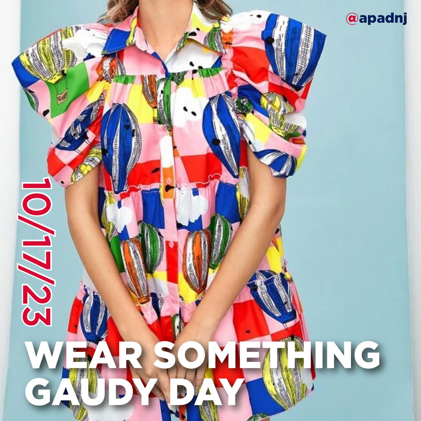 Wear Something Gaudy Day is a day when people wear something flashy, outlandish, or excessively showy. In the 1970's television comedy Three's Company, Larry Dallas, played by Richard Kline, called for a Wear Something Gaudy Day. That is believed to be when the day got started, and people have been standing out from the crowd with their style of dress ever since.
Celebrate the day by wearing something gaudy. Wear something that clashes or something that is wild, wacky, and out of fashion. Find things to wear at thrift shops, or wear something you've had sitting in your closet for years and were too scared to wear in public.
#wearsomethinggaudyday