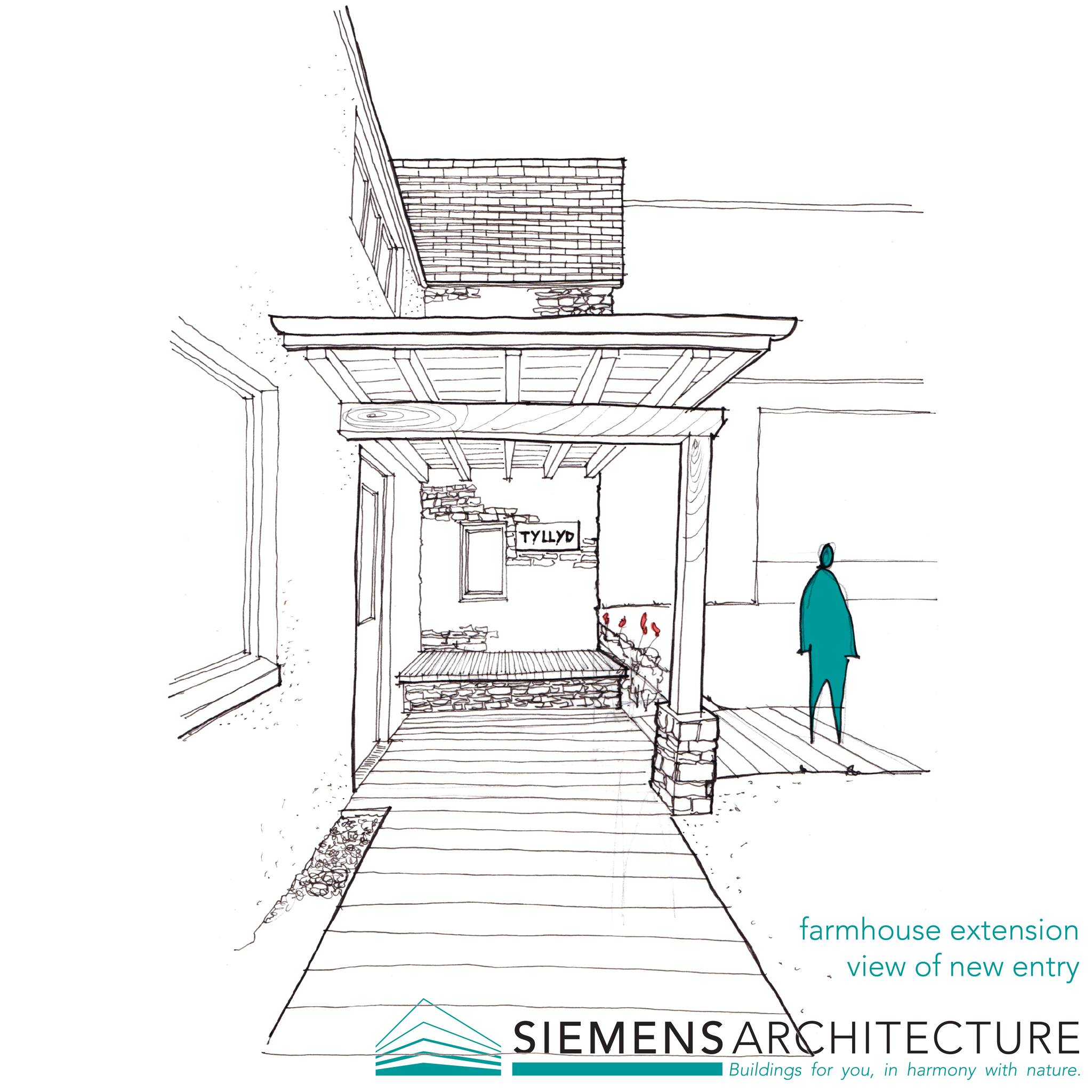 Freehand perspective sketch of proposed new entry to Welsh farmhouse. #architecture #freehandsketch #buildingdesign #newportwales #local