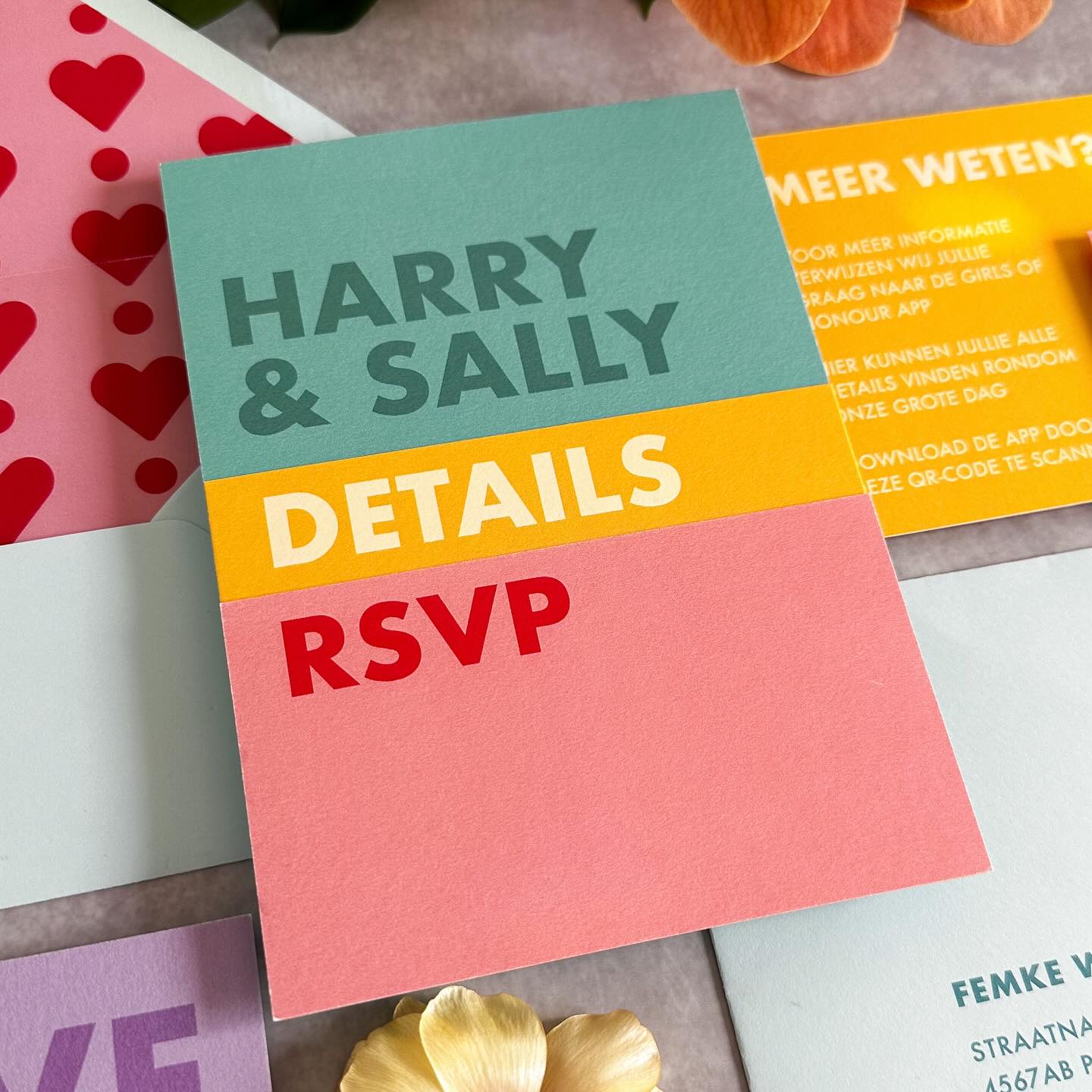 I don’t know who needs to hear this but, it’s okay to go with non-traditional wedding invitations. Wedding invitations should reflect you and if pastels and soft florals aren’t your thing, that’s okay. There are no rules when it comes to wedding stationery. Go beyond the typical wedding invitation and choose a design that will make people go: “this is so them!” I promise, you won’t regret it.
Comment below if you would go for (or went with) non-traditional wedding invitations.
#unieketrouwkaarten #kleurrijketrouwkaarten #funweddinginvitations #weddingstationery #trouwkaarten #trouwkaartopmaat #harrystylesinspired #harrystyles #loveontourwedding #loveontour