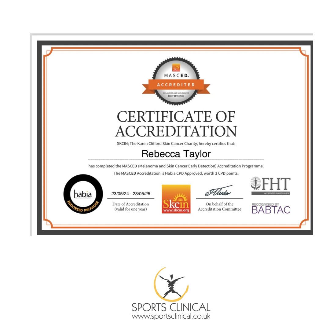 All certified and we will repeat this every year to help our clients detect anything suspicious we might find when working with their body, especially in areas they can’t see themselves such a the back! Highly recommend to any health/ beauty professionals!