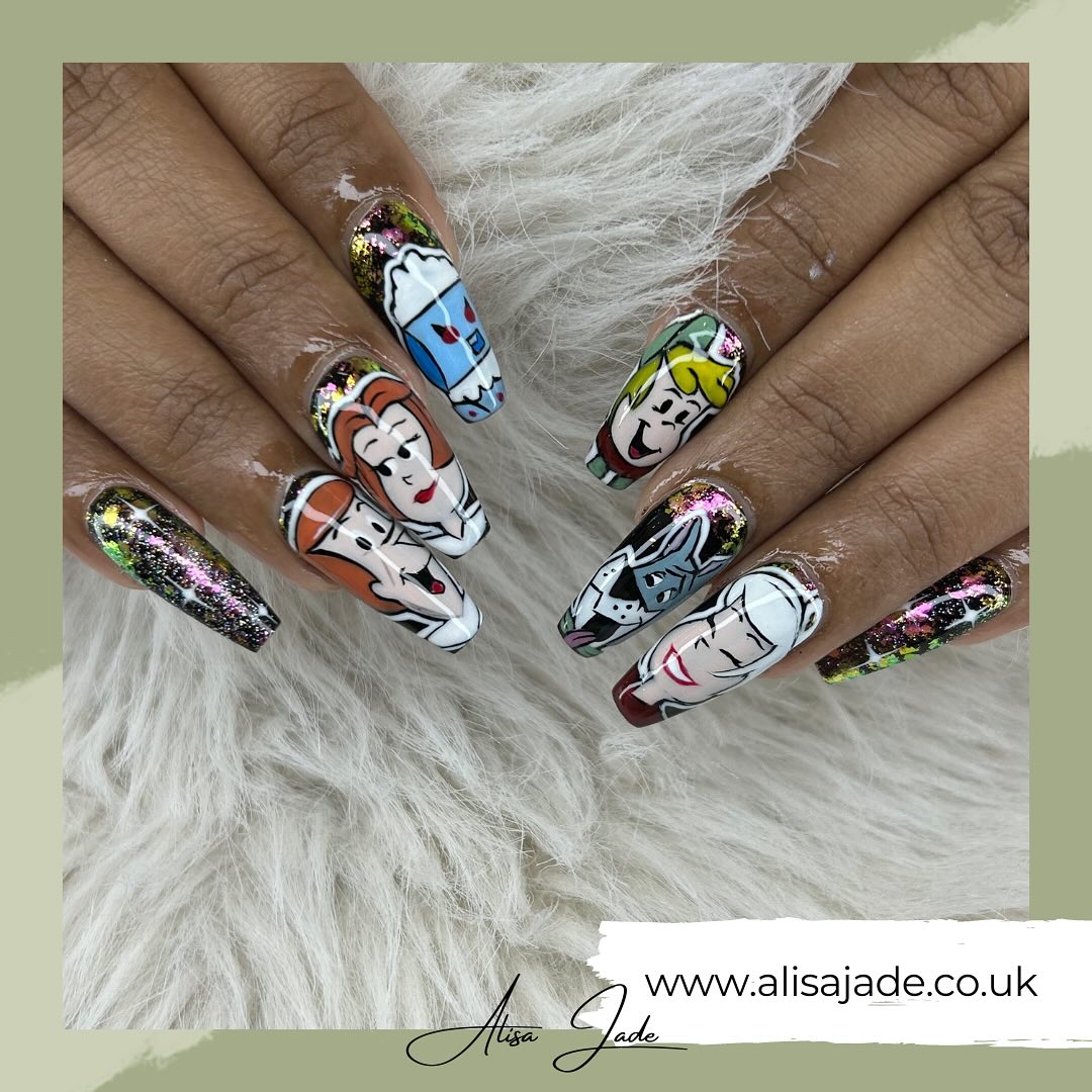 Throwback to The Jetsons ๐ Been wanting to do a Jetsons set for ages ๐
#thejetsons #jetsons #primetv #oldtvshows #jetsonsnails #nicenails #outofthisworldnails #galaxynails #spacenails #handpaintednailart