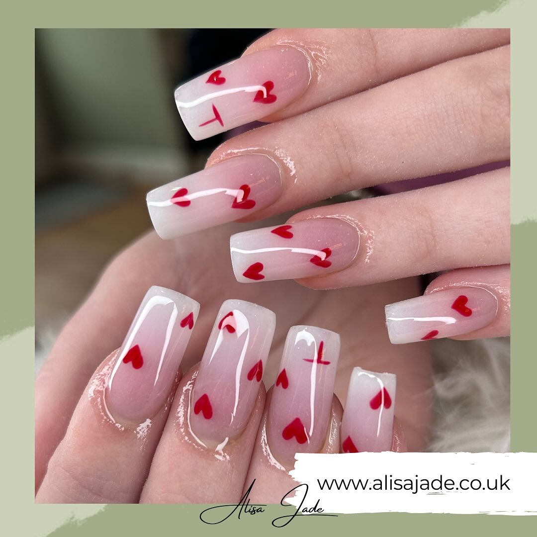 Love is in the air ๐ฅฐ๐ #valentine #valentinenails #funnyvalentine #hearts #heartnails #nailedit #nailsfordays #valentines2024 #ombrenails