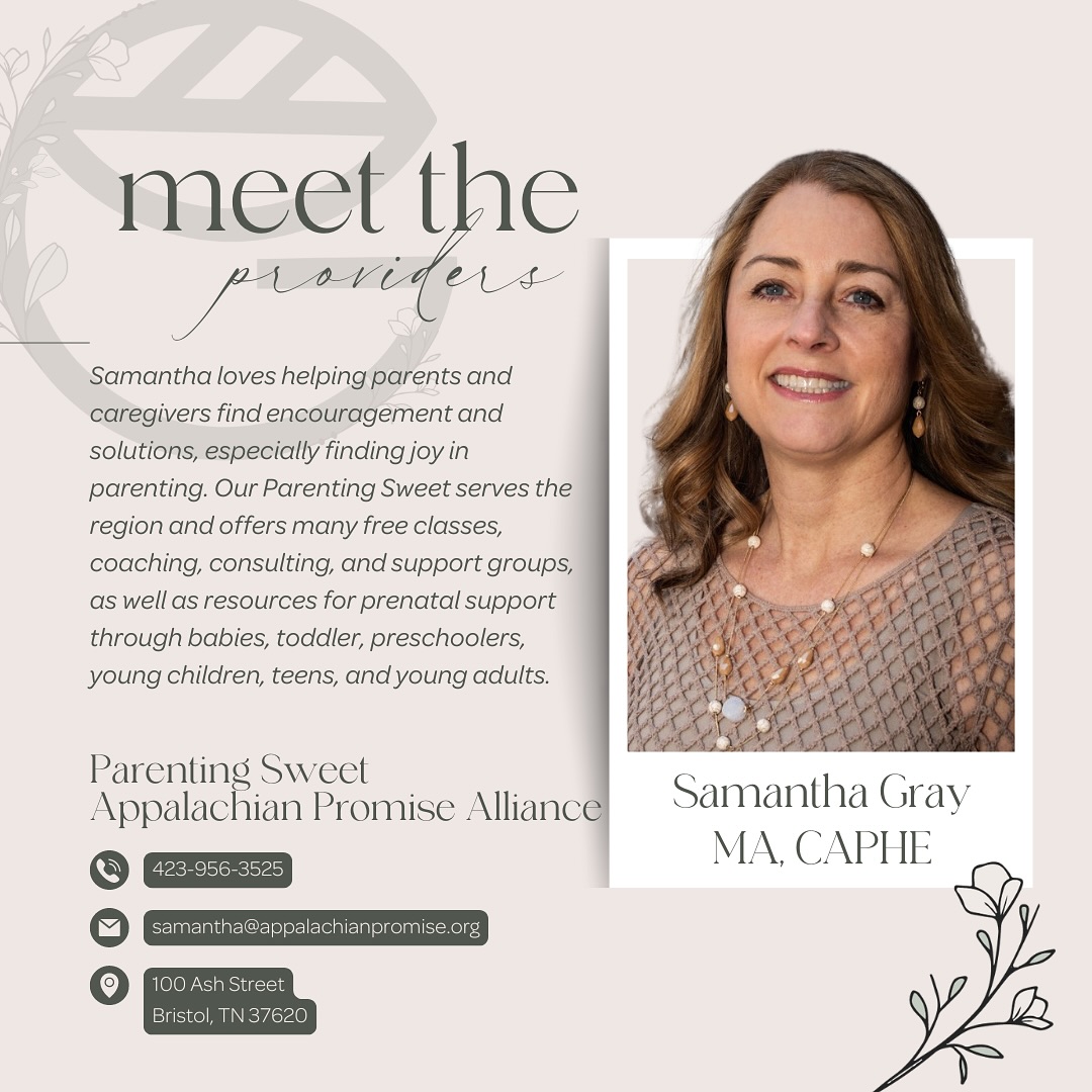 🌟 Let’s meet Samantha Gray, a certified parenting educator with Parenting Sweet, part of the Appalachian Promise Alliance! 🌟
Samantha is a passionate advocate dedicated to supporting parents and caregivers in their journey through parenting. Through Parenting Sweet, she offers a wealth of resources including free classes, coaching, and support groups for families at every stage—from prenatal through young adulthood. With an extensive library, a variety of baby carriers, and a comprehensive range of topics like child development, nutrition, and work-life balance, Samantha and her team provide invaluable guidance. They also host community events like the Baby & Family EXPO, offer the Baby Comfort Station at regional events, and foster connections through the Parenting Educator Network, encouraging others to join their mission in enhancing family life.
Get more info about Samantha, @ParentingSweet and @appalachianpromise :
📞 423.956.3525
📧 samantha@appalachianpromise.org
💻 www.parentingsweet.org
#SamanthaGray #ParentingSupport #FamilyResources #ChildDevelopment #ParentingEducation #SupportGroups #FamilyJoy