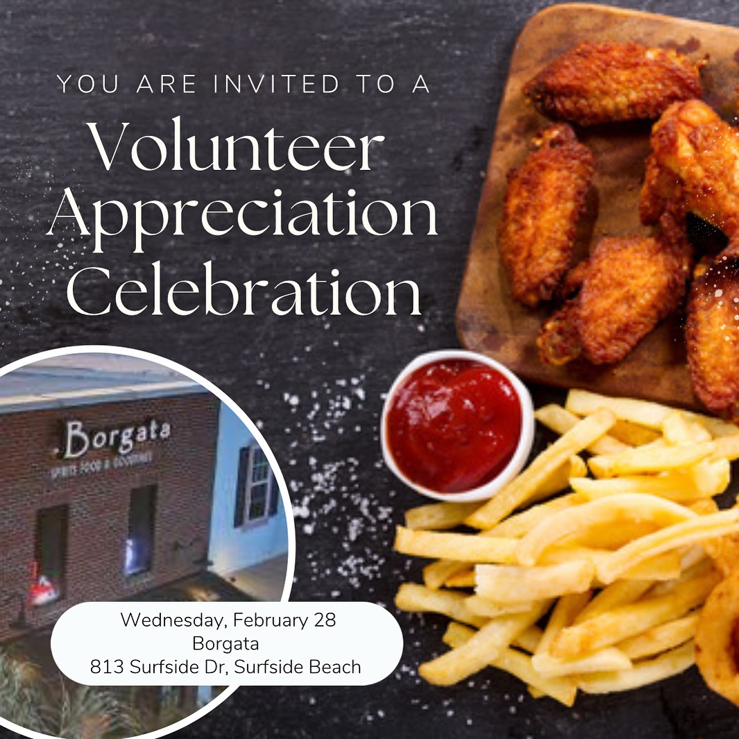 The Volunteer Appreciation Celebration is February 28th. hosted by Borgata! We hope to see you there!