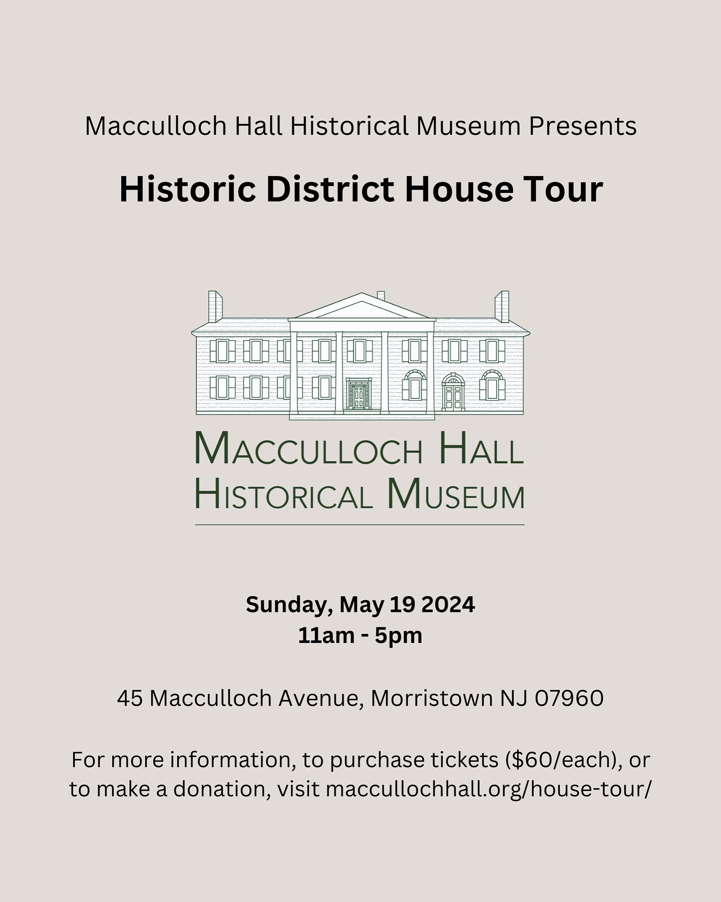 I am excited to share that our townhouse will be included in this year’s #Morristown Historic District House Tour this Sunday, May 19th from 11am - 5pm! To learn more, purchase tickets, or to make a donation visit macculochhall.org/house-tour. Hope to see you there!