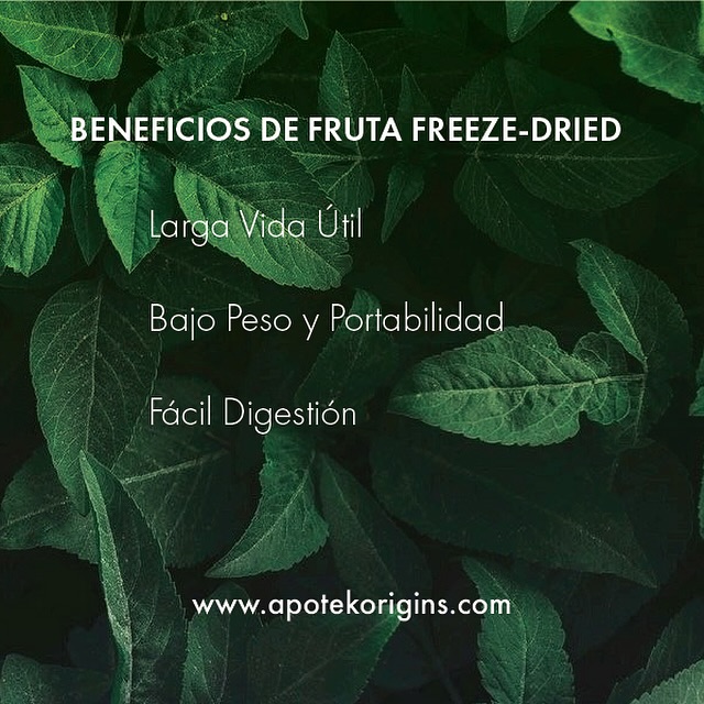 Los productos de APOTEK®️ buscan las fuentes de nutrición más saludable posibles. Nuestro proceso de liofilizacion asegura productos con larga vida útil, bajo peso y portabilidad y fácil digestión…resultado: un snack totalmente saludable!!! 🌱❤️
#vegan
#glutenfree
#lactosefree
#noadditives