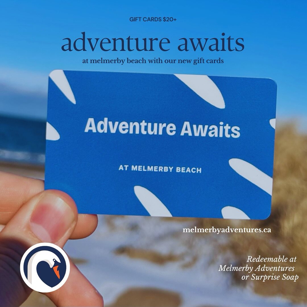 We are super excited to finally get physical gift cards, they make a great gift and came just in time for Valentine’s Day gifts they will be available at @samco.creations weekly at @ngfarmmarket and can be redeemed there or at the beach shop, any denomination $20+ as always digital gift cards are available at melmerbyadventures.ca