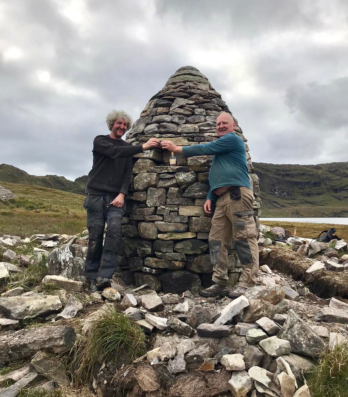 Happy Easter! A toast to Taidhg Burke Neff at his memorial dry stone cairn. Built with love and with the help of Taidhg’s dad Noel with stone collected by Taidhg’s friends and family ❤️ What a wonderful and healing experience it was to hike the mountains of west Cork with this man and build a cairn in memory of his son.