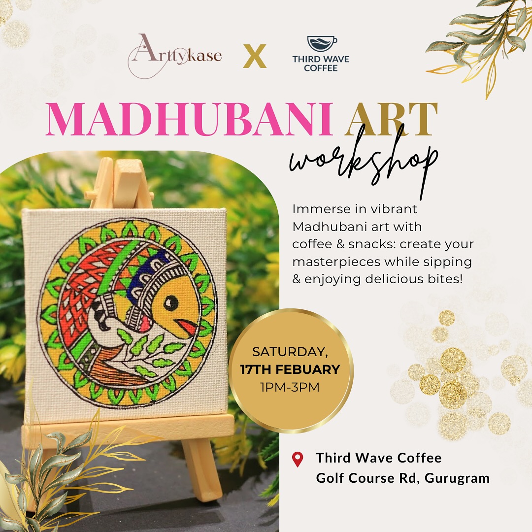 Unleash your inner artist with vibrant Madhubani magic! ✨
Join us on
🗓️Friday, February 17th
⏰1 PM to 3 PM
📍Golf Course Road
for a fun-filled Madhubani Art Workshop with complimentary coffee & snacks! ☕️
Immerse yourself in the rich traditions of this beautiful Indian folk art style, known for its intricate designs and bold colors. Under the guidance of our expert instructors, you’ll create your own unique masterpiece, perfect for adding a touch of cultural flair to your home. ✨
No prior experience needed! This workshop is open to all, whether you’re a seasoned artist or just looking for a creative escape. ️
Here’s what you’ll get:
• 2 hours of hands-on Madhubani art instruction
• All art materials provided
• Relaxing ambiance with delicious coffee & snacks
• A beautiful piece of art to take home!
• Spots are limited, so register today! DM today. 📩
Don’t miss this chance to explore your creativity, connect with art lovers, and celebrate the vibrant world of Madhubani!
#MadhubaniArt #ArtWorkshop #DelhiEvents #CreativeFun #CoffeeAndArt #GolfCourseRoad #WomensDaySpecial #GiftYourself #UnwindAndCreate
P.S. Tag a friend who would love to join this creative adventure!