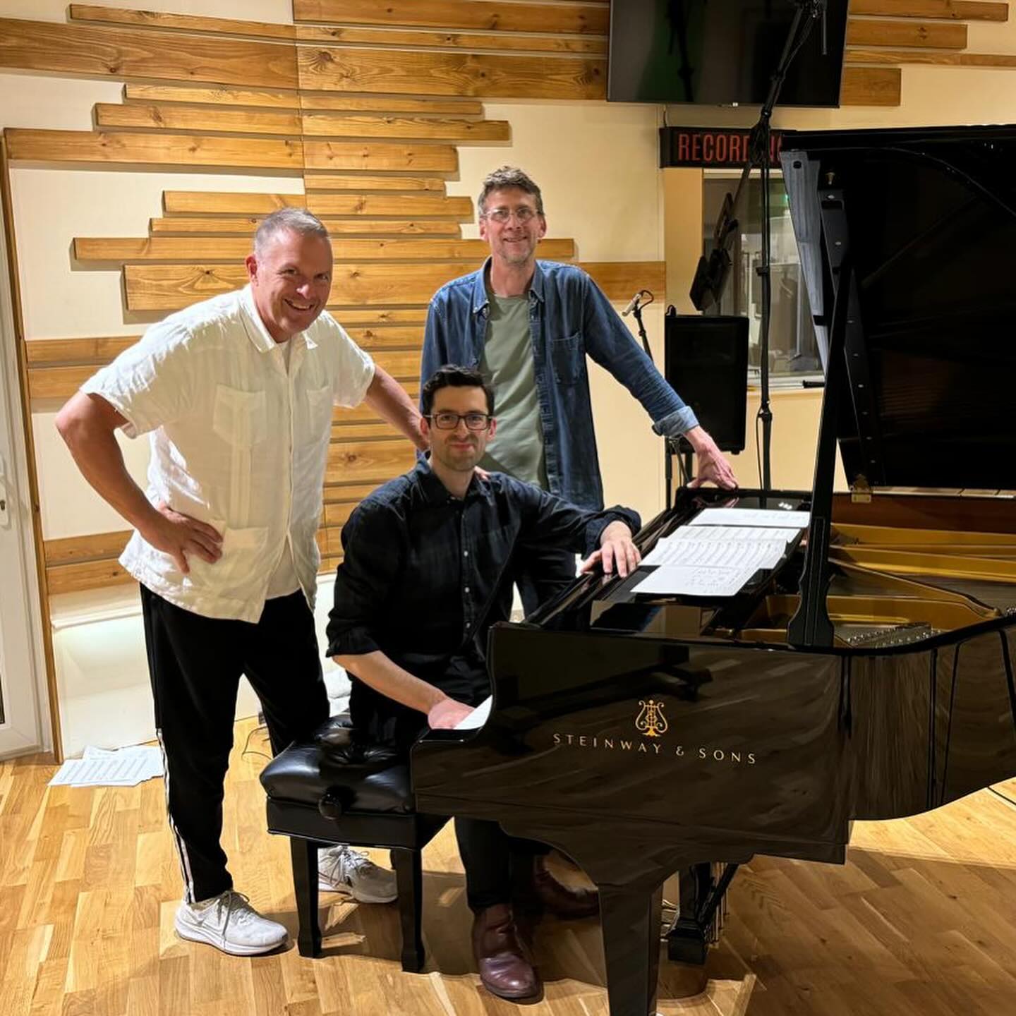 What a great day in the studio with master musicians @joefarnsworthdrums and Jeremy Brown. New album coming soon!