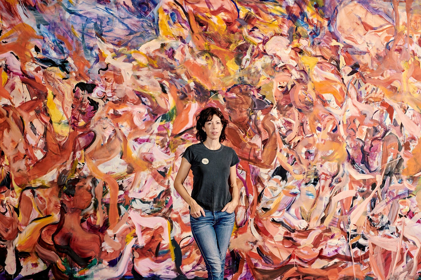 Cecily Brown was born in London in 1969, daughter of the famous art critic David Sylvester. From the age of 3 she manifested her wish to become an artist. Between 1985 and 1993, she studied drawing and painting, as well as screen printing and industrial design.
Moving to New York in 1994, she made a name for herself a few years later in 1997 with a series of paintings depicting rabbits—often mating—alongside elements reminiscent of the still life tradition. Some of these works were acquired by Charles Saatchi, and she soon rose to stardom. Brown then became the protégé of the famous art dealer Larry Gagosian, and gradually one of the spearheads of the revival of figurative painting, a movement that gained momentum in the early 2000s with a new generation of figurative painters such as Jenny Saville, George Condo, Peter Doig, Elizabeth Peyton and John Currin.
Brown’s large canvases are loaded with references to art history, from Paolo Veronese, Peter Paul Rubens, and Edgar Degas to Willem de Kooning, Francis Bacon, and Joan Mitchell. But they also deal with eminently contemporary themes such as current social and political events, or sulphurous subjects such as sex and pornography. These inputs all merge together in a wide maelstrom of bright colours.
Oscillating between abstraction and figuration, her dense, fused and yet fragmented compositions are regularly compared to the emotionally charged expressionist style of Willem de Kooning. Another point in common with the abstract expressionist is the spontaneity of her practice, since the artist has no preconceived idea of the subject of a canvas before starting, and relies on gesture—often going as far as painting with her fingers—to give shape to her images. Working with oils and their long drying time, Cecily Brown often paints up to 20 works simultaneously, enabling her to build up several layers of paint in each image to generate a certain level of pictorial intensity.
#cecilybrown #contemporaryart