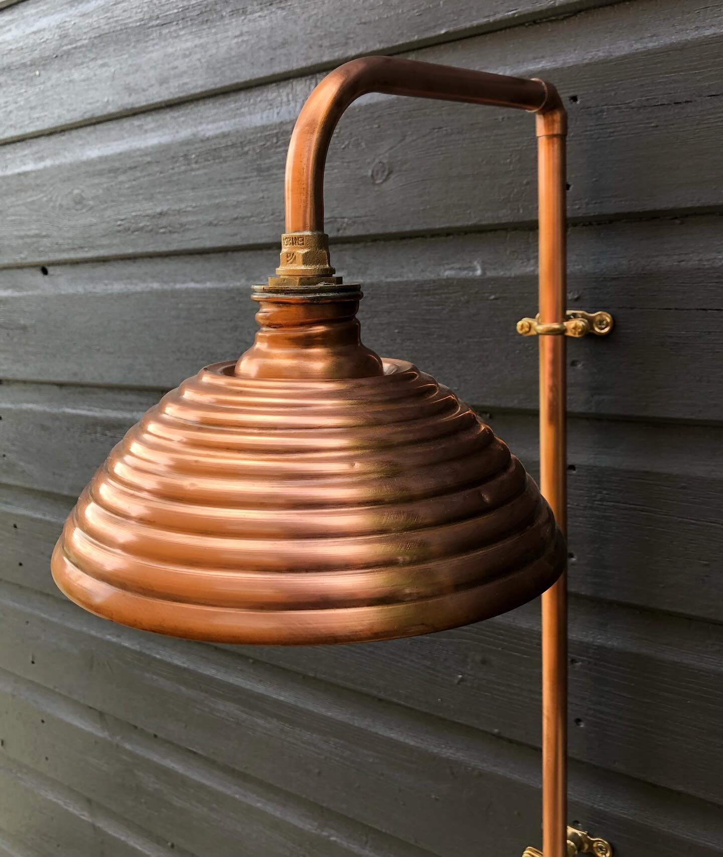 Bespoke & unique - Solid copper beehive style shower head. We took this vintage item and refurbed it into a beautiful shower head. All ready to go! #gardenshower #copper #bespokeshower #vintageshower #copperbathroom #bespokeshower #bespokebathrooms #solidcopper #outdoorshower #recyled #refurbished #bespoke #shower #showers #beehive