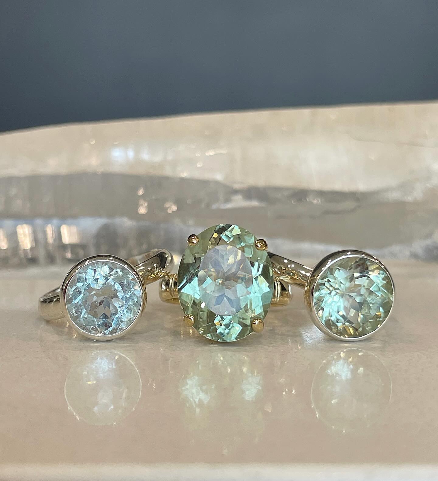 A few of our pastel gemstone statement rings, now in store ✨
#statementrings #aquamarine #prasiolite #handcrafted #naturalgemstones #gemstonerings #silverandaquamarine #goldandprasiolite #leurajeweller #leurashopping #uniquejewellery #leuramall #ainsleyfinejewellery