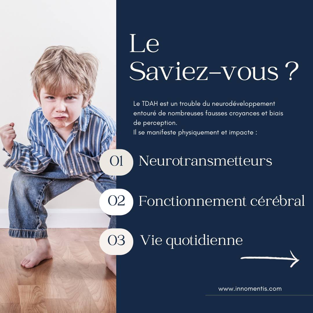 Il existe trois types de TDAH, chacun présentant des caractéristiques spécifiques :
🔹 TDAH avec prédominance de l'inattention : Principalement caractérisé par des difficultés à se concentrer, à suivre des instructions et à organiser des tâches.
🔹 TDAH avec prédominance de l'hyperactivité-impulsivité : Marqué par une hyperactivité constante, une incapacité à rester assis, et des comportements impulsifs.
🔹 TDAH de type combiné : Une combinaison des symptômes d'inattention et d'hyperactivité-impulsivité, le type le plus courant.
Le TDAH est un trouble du neurodéveloppement, prouvé scientifiquement. Il impacte :
🔸 Neurotransmetteurs : Modifie la dopamine et la sérotonine, des substances chimiques essentielles au bon fonctionnement du cerveau.
🔸 Fonctionnement cérébral : Affecte les zones du cerveau responsables de l'attention, de l'impulsivité et de l'hyperactivité, et se voit sur des imageries IRM.
🔸 Vie quotidienne : Les symptômes sont persistants et peuvent affecter les performances scolaires, professionnelles et sociales, nécessitant un suivi médical et des traitements adaptés.
#TDAH #SensibilisationTDAH #SantéMentale #TroubleNeurodéveloppemental #Inattention #Hyperactivité #Impulsivité #Neurotransmetteurs #VieQuotidienne #TraitementTDAH #IRM