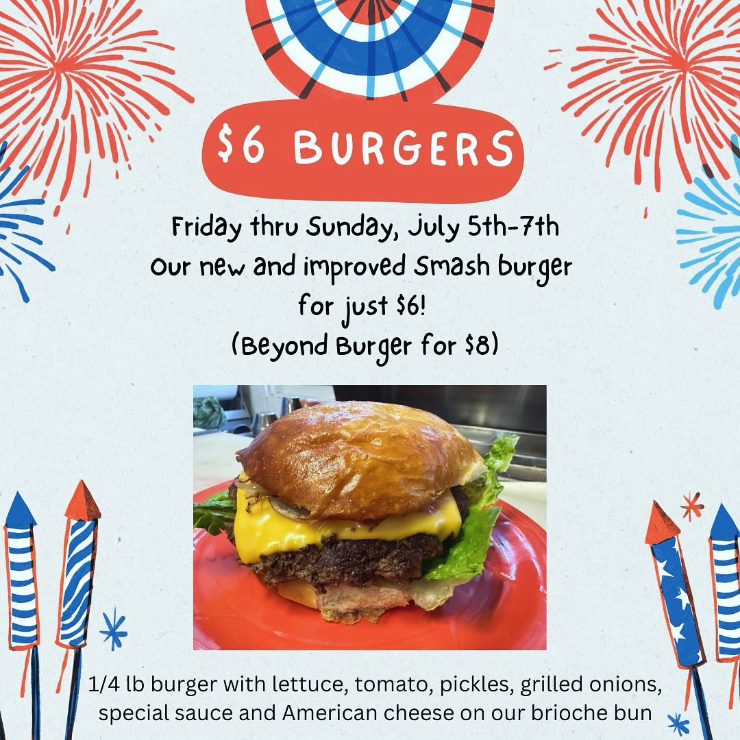 $6 burgers!! Come try our new and improved tasty smash burger with special sauce, grilled onions, melty American cheese, lettuce tomatoes and housemade pickles on our soft brioche buns all for only $6!!! Tomorrow thru Sunday
#burger #oakland #smashburger