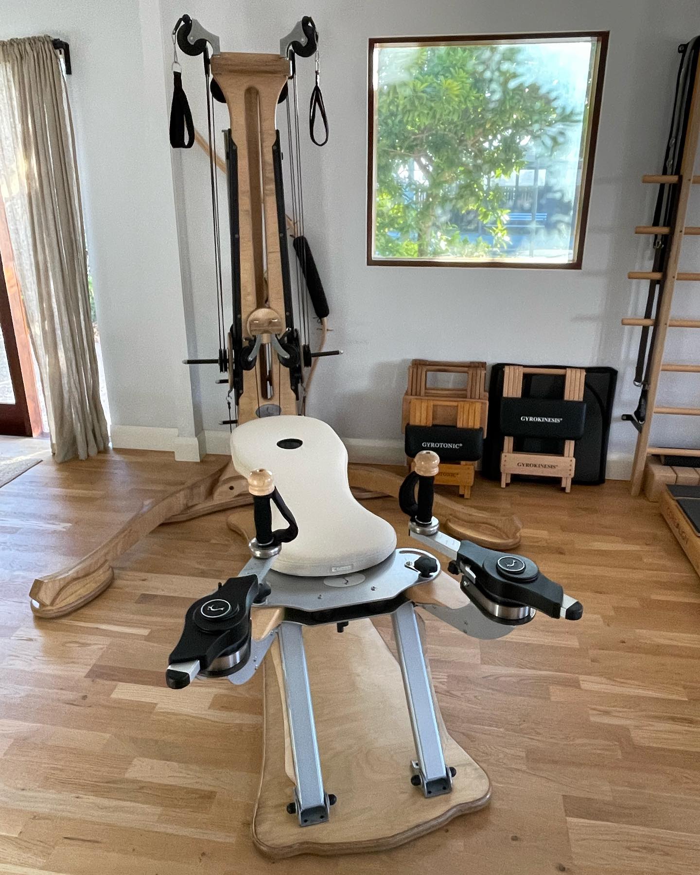 Introducing the @gyrotonic ‘Pulley Tower’. The original Pulley Towers were handmade by GYROKINESIS®️ & GYROTONIC®️ creator, Juliu Horvarth. Apparently many of the early trainers were given jobs hand sanding the timber. It worked with Juliu’s ethic of understanding nature, working with organic materials, and the art of slow.
We finally got an opportunity to purchase a second hand Tower - they don’t become available very often in Australia. Unfortunately this Pulley Tower went through the devastating Lismore floods of 2022. Knowing that GYROTONIC®️ Towers are in small numbers in Australia, I mentioned the plight of this Tower to some other Trainers who were able to help Kate remove it from the water. So when it came available to purchase a year on, it seemed fitting for us to buy and restore it.
My husband has restored the Tower beautifully. He removed every part & screw. Replaced what needed replacing, sanded and resealed the timber and put it all back together again. Safe to say, we know it very well now.
It is a beautiful partner in movement and I look forward to sharing it in further months.
_
#pilatesandmovement #gyrotonic® #gyrotonic #gyrotonicexpansionsystem #gyrokinesis®