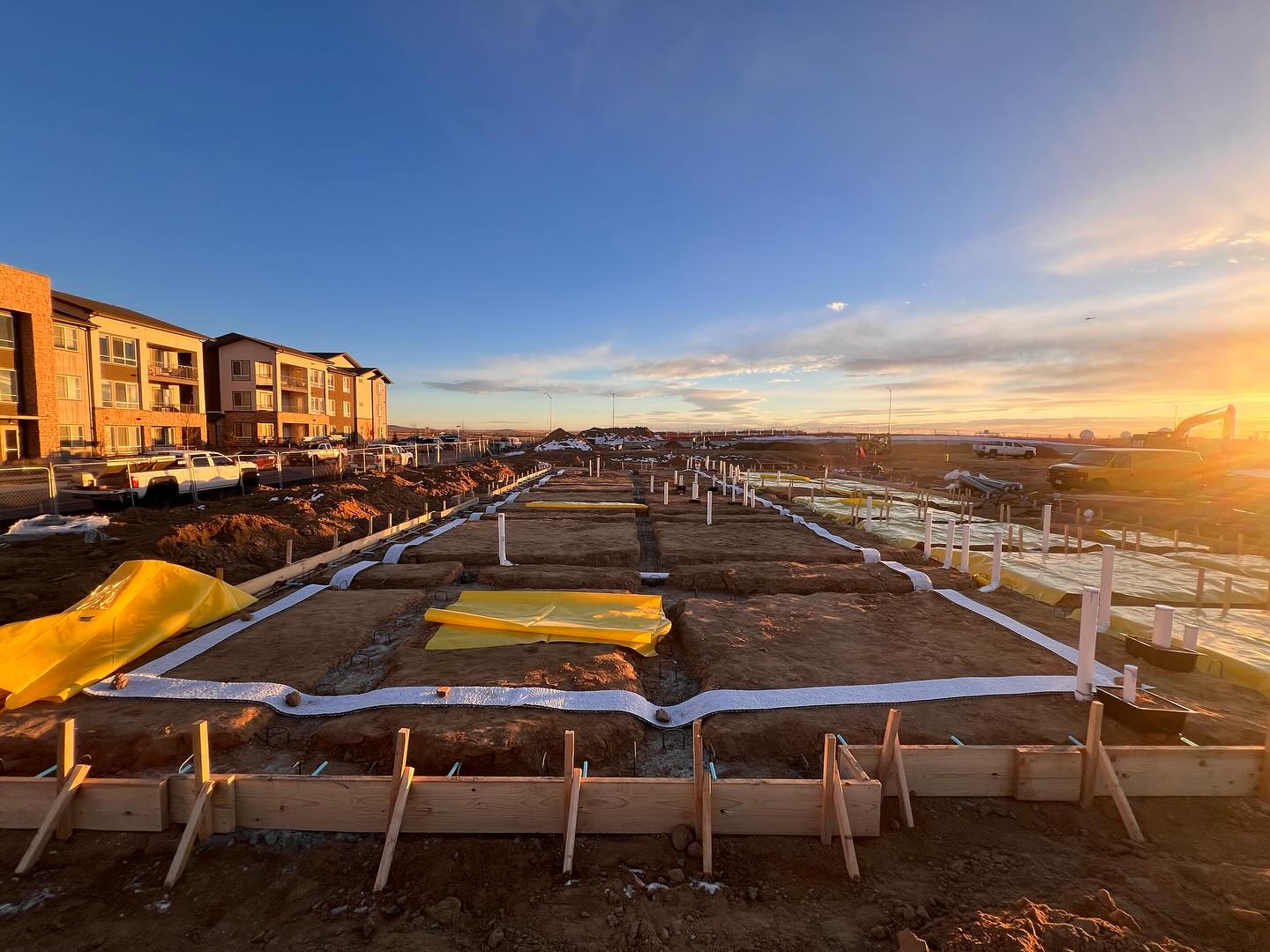 The start of a new project for us in Aurora is underway. Building #1 getting gas mat & vapor barrier sealed.