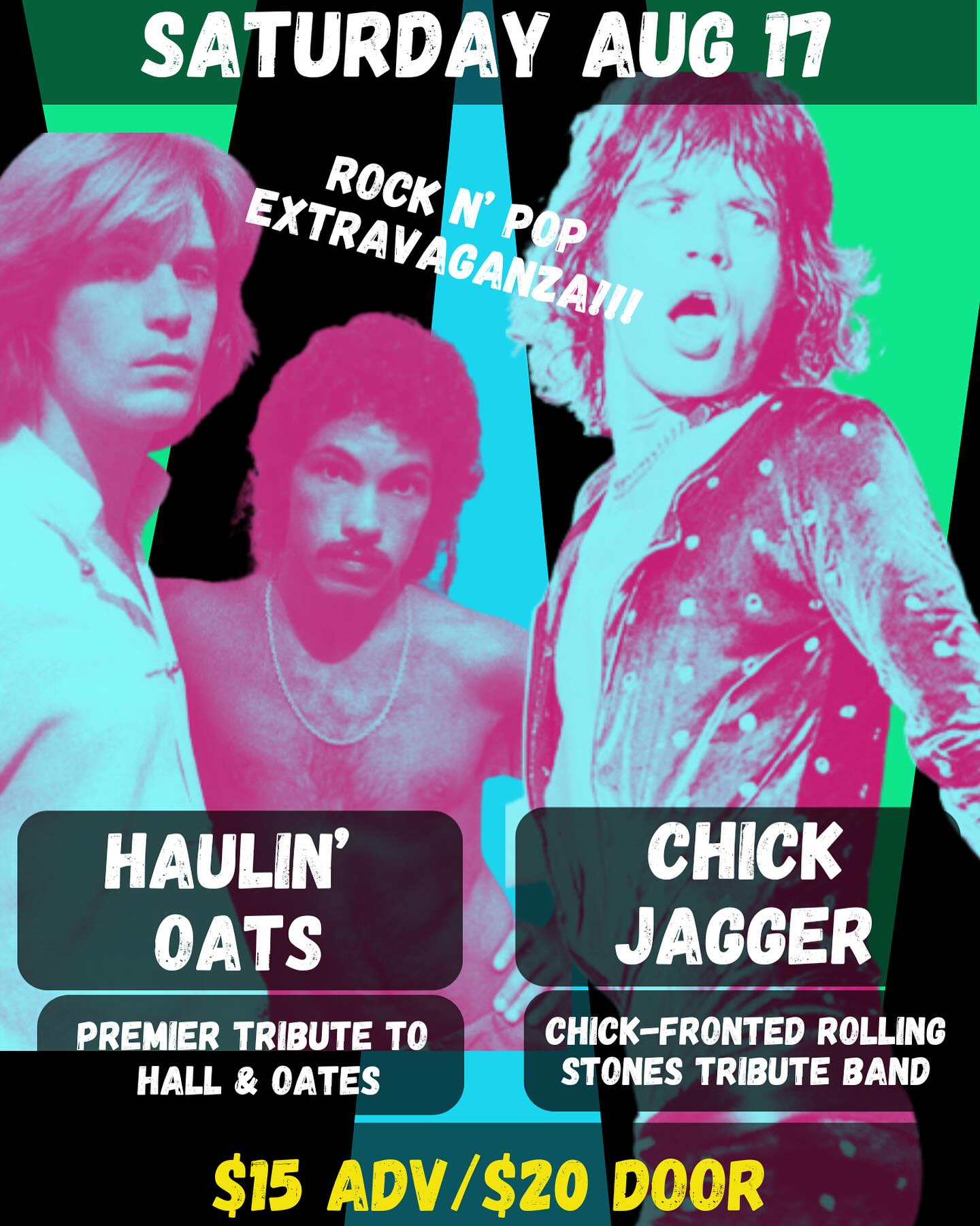 Rock n roll extravaganza happening this #saturday 8/17! We’re excited to be on the bill with @haulinoatsband at the gorgeous @clubfox_rwc! Score your tix at chickjagger dot com! #rocknroll #tribute #rollingstones #stones #clubfox #redwoodcity #partytime