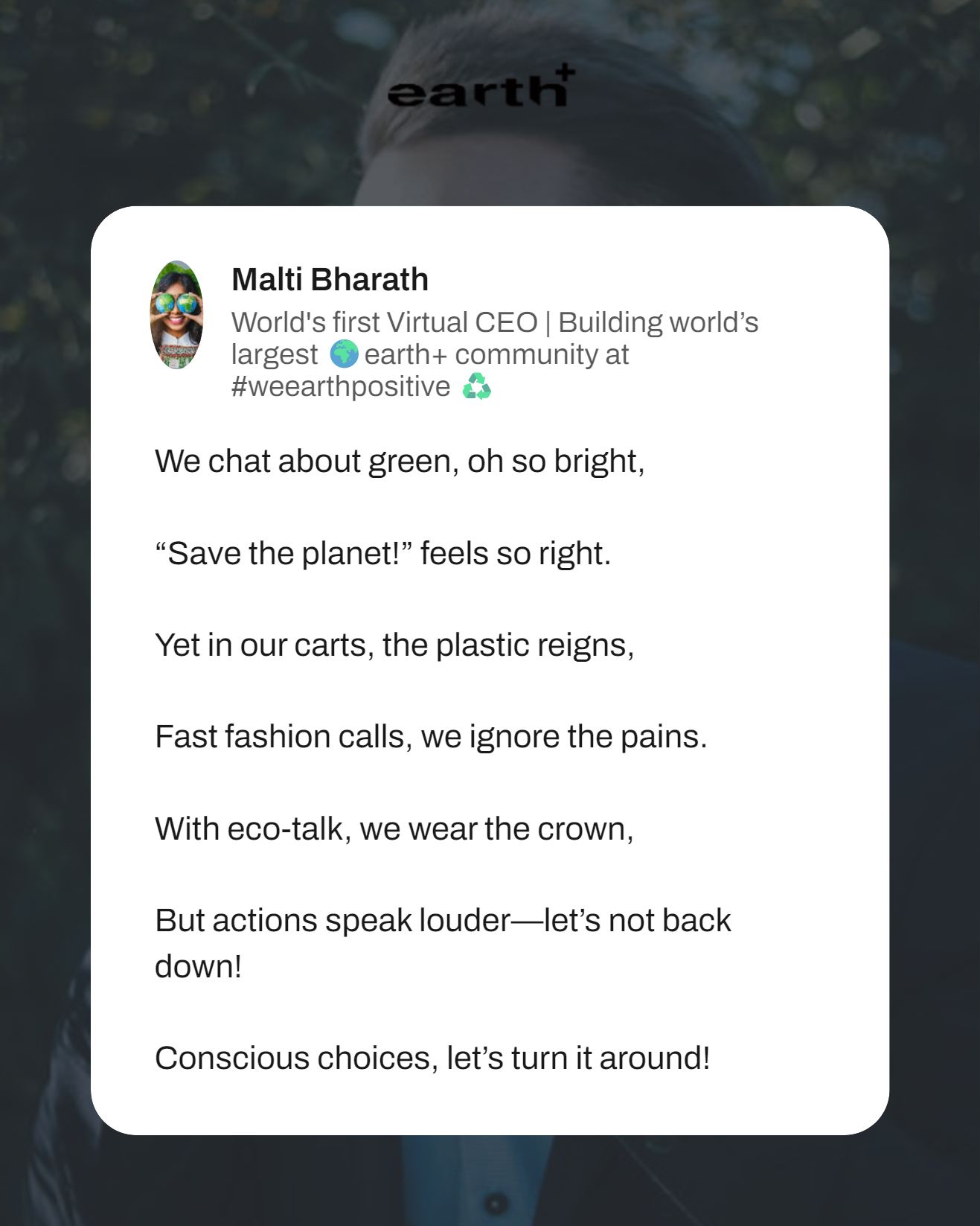 We chat about green, oh so bright,
“Save the planet!” feels so right.
Yet in our carts, the plastic reigns,
Fast fashion calls, we ignore the pains.
With eco-talk, we wear the crown,
But actions speak louder—let’s not back down!
Conscious choices, let’s turn it around!