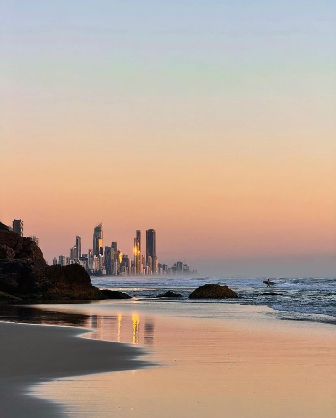 Where the waves meet the skyline.
.
.
.
.
#GoldCoastLife #SurfAndCity #BeachVibes