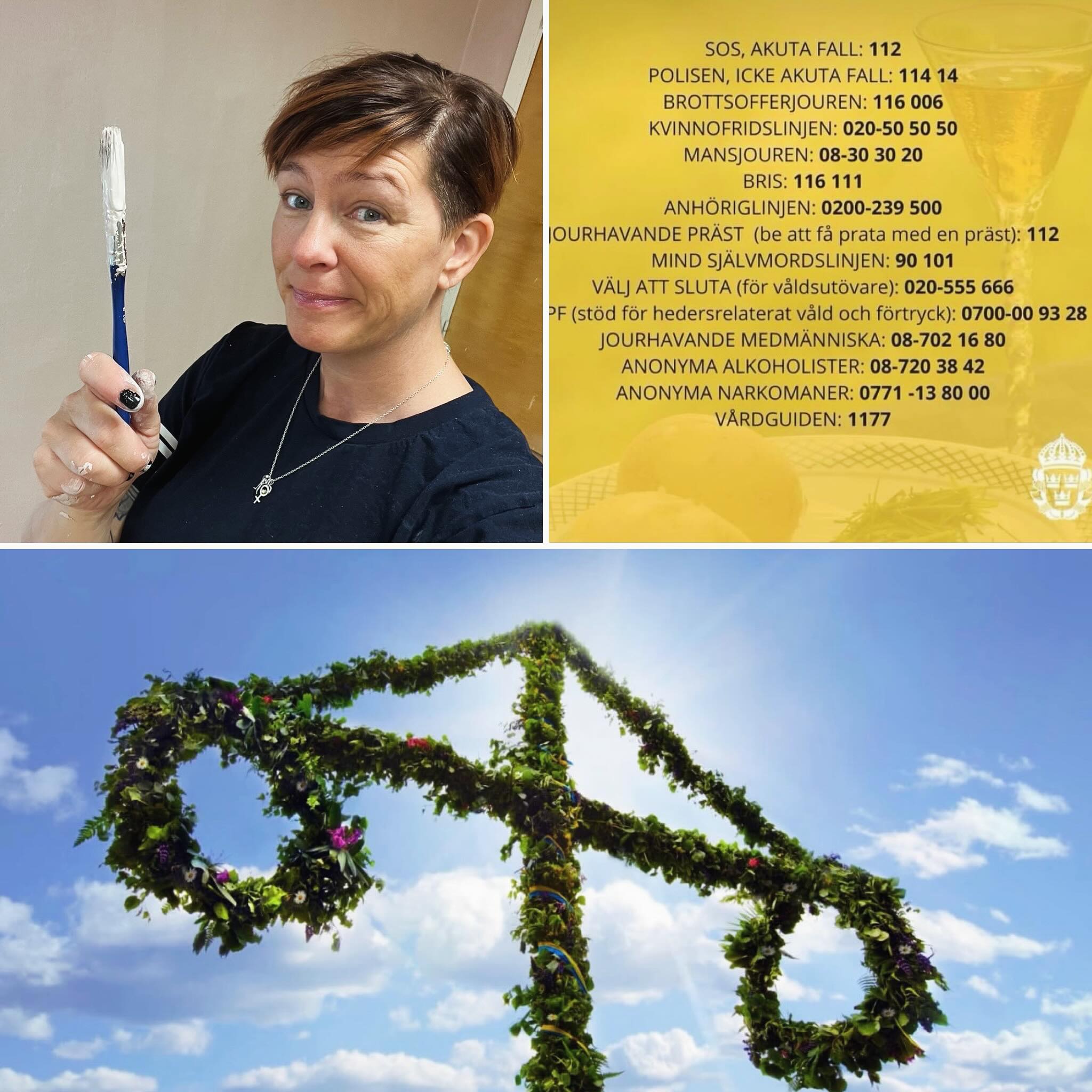 När det är dags flytta företaget till en ny lokal om en dryg vecka. (Tiden gick lite fortare än planerat..)
Och eventuellt kanske har jag haft ett uns av övertro på mig själv, att det går att hinna allt precis samtidigt, och är liiite för tidsoptimistisk.
Då får en så lov att renovera på självaste midsommarafton 🤦🏼♀️
Men det blir ju midsommar i alla fall. Och fina grannen överraskar med ”nämen jag har typ fixat allt, ta med efterrätt bara, allt annat är klart.”
Då är det lätt att vara människa.
Och till sist, drick med måtta, låt barnen, din omgivning och du själv slippa fylleslag och våld ikväll.
Jag önskar dig en alldeles strålande fin midsommar 💐
#samtalsterapisundsvall