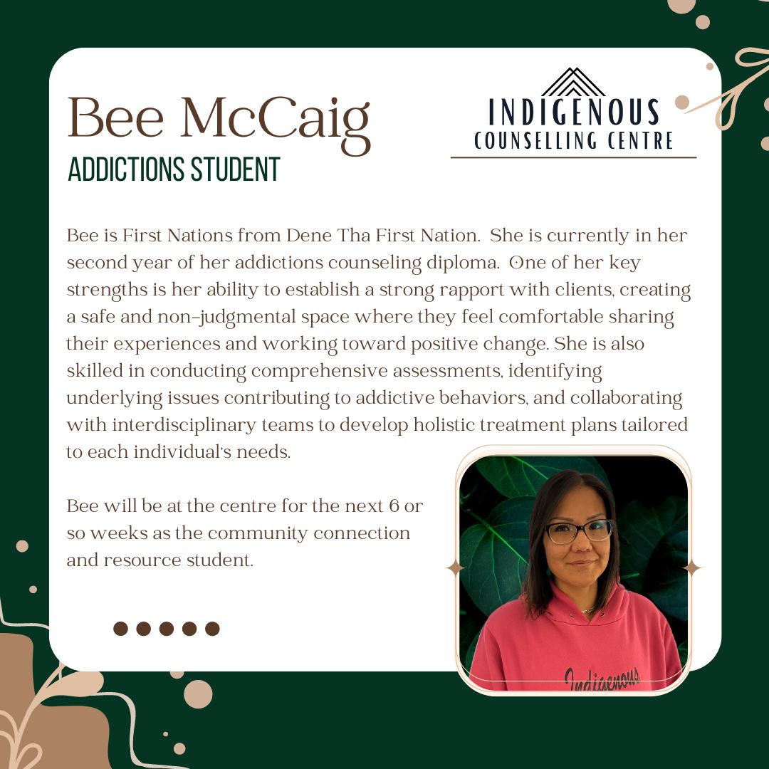 Welcome to Bee McCraig as our Community Connector and Resources student. Bee will be with us for the next couple of months.