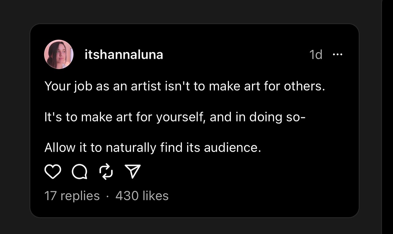 Creating for you and allowing your work to create your audience 🎨❤️ #repost #artist #create #foryou #passion #purpose #gift