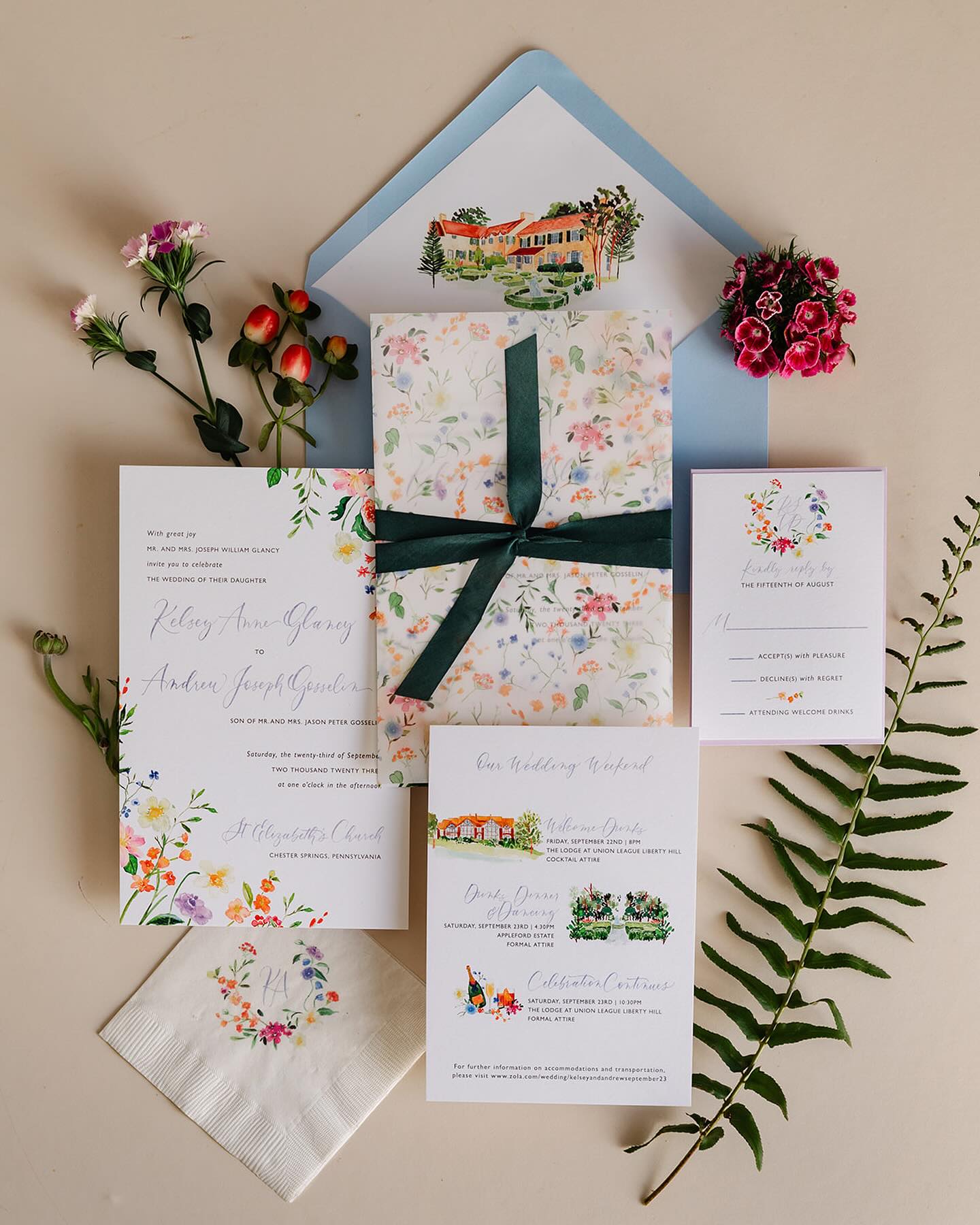 I get so excited about each suite that I get fully invested and obsessed while creating it, which is always anywhere between 6-9 months til I can actually admire the professional photos taken of all of that work. All that to say, I don’t think I spend as much time as I should admiring the work but I sure hope each couple and guest can admire it for the both of us and that each of these, which I feel like are a part of me, will get to be a part of every couple’s story as well 🫶🫶🫶
And big thanks to amazing partners like Kelly + Arielle @arielleferaevents who also care so deeply and make the whole process so fun.
.
.
.
Photos 1 & 2: @visualsbytanya
Photos 3 & 4: @emilywrenphoto
#luxuryinvitations #luxurywedding #phillywedding #phillybride #custominvitations #watercolorinvitation #watercolorwedding #weddingideas #weddinginspo #weddingstationery #luxurygardenwedding #philawedding #weddinginvitations #bridetobe2025 #engaged #luxuryweddingideas #applefordestate