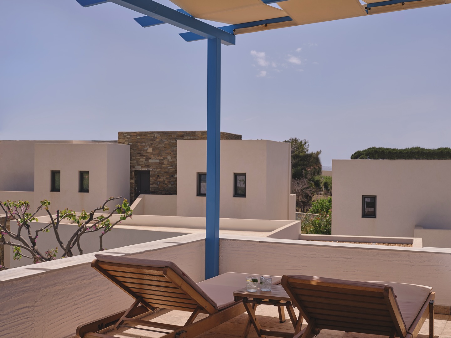 The shade of whites and blues captures light beautifully with an immediately optimistic effect, filling the air with sweetness and summer freshness 🍋💦
.
.
.
#aelia #andros #cyclades #vacation #hotel #greekisland #familyholidays #greece