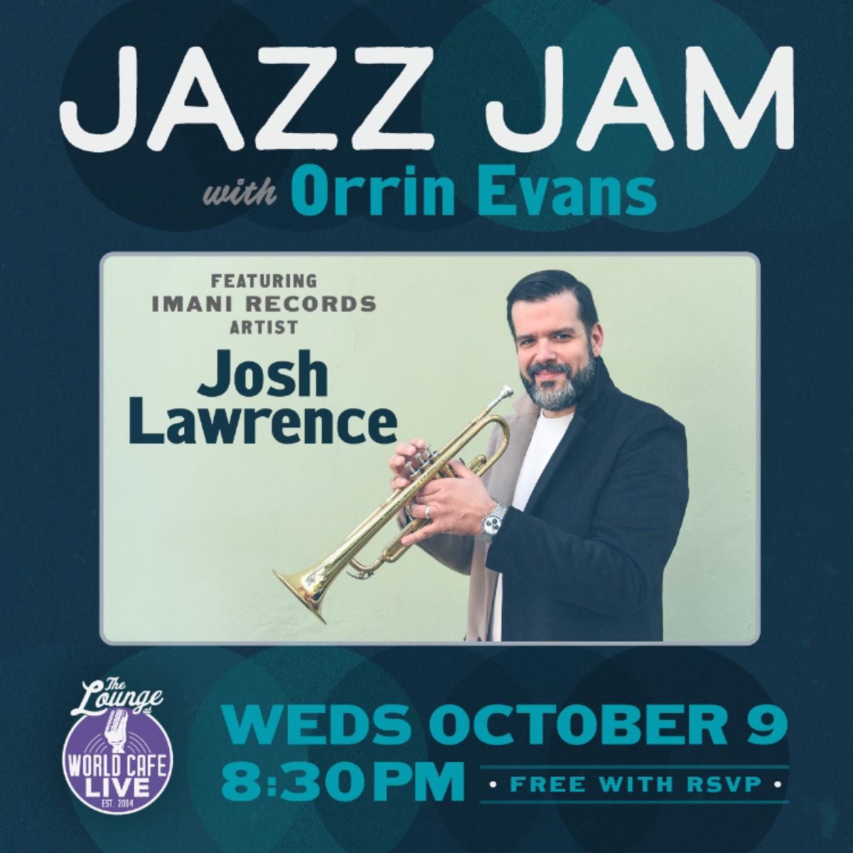 Wednesday night at @worldcafelive with @drummingsquirrel @andrewrosenkilde @mad_is_on_bass hosting the @imanirecords jam thanks to @orrin_evans see you there ✌️#live #jazz #music #philadelphia #trumpet