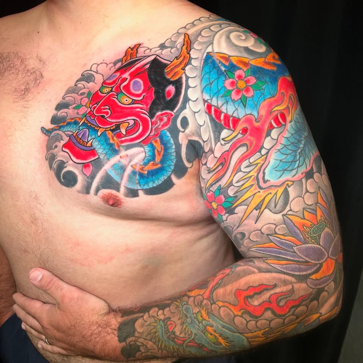 Chest to full sleeve Hannya Ryu by @jerrybladestattoo
Text him for appointments & consultations
786-505-3519👍🏼🙏🏼👊🏼
