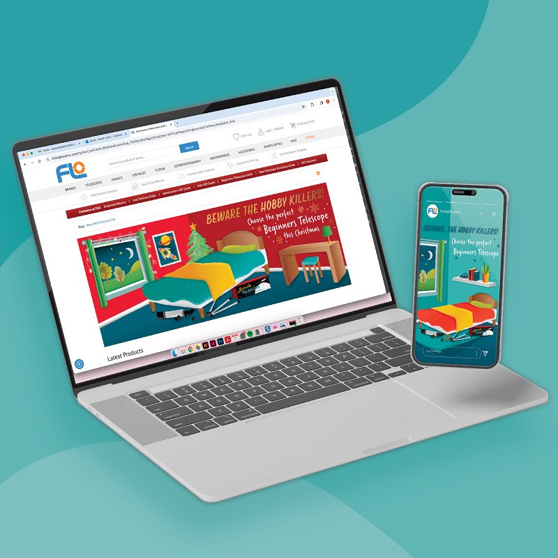 I’ve been busy working on lots of fun projects lately. Here’s an illustration created for the guys at @firstlightoptics The idea was for a web banner to help encourage newcomers to astronomy to invest in the right telescope for them, rather than buying into a piece of kit with all kinds of wild claims that won’t necessarily live up to those expectations. A Christmas-themed web banner was created along with a more generic year-long illustration that could be utilised across social media.