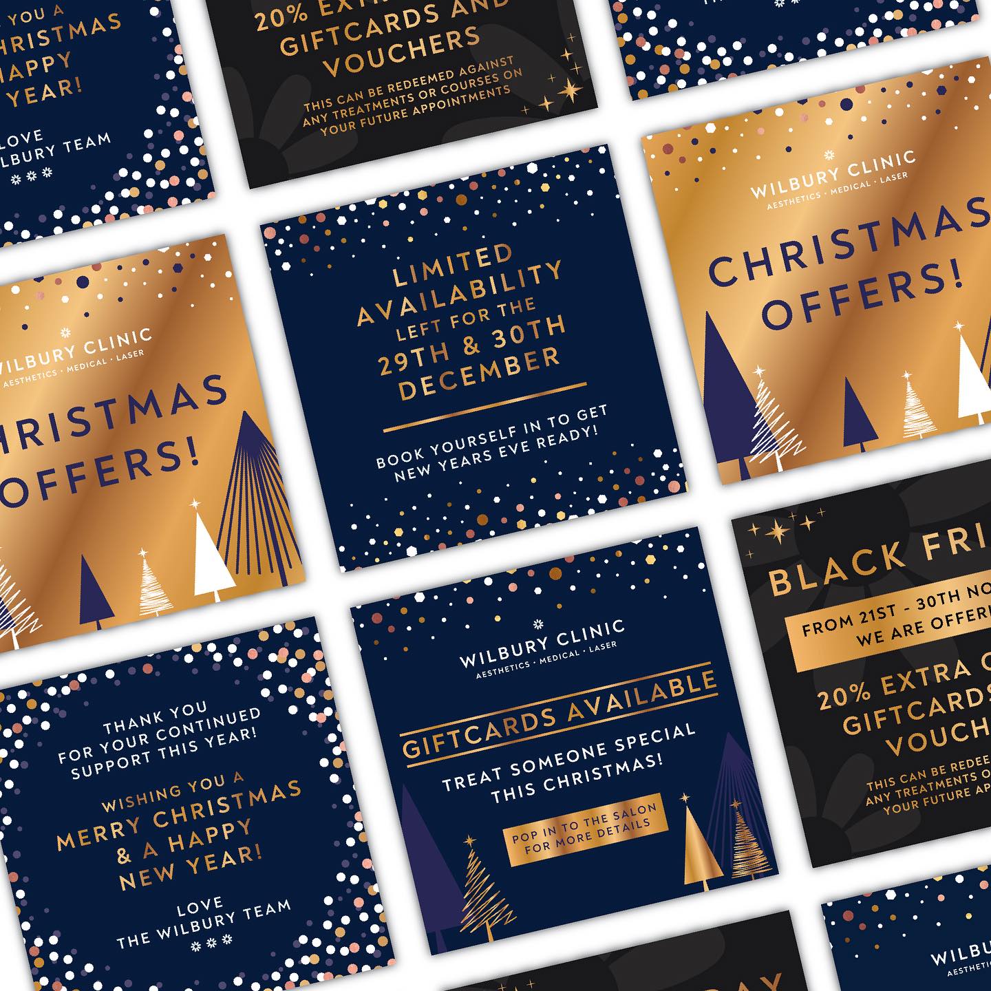 NEW STUFF ALERT - I was very lucky to get to work on some cute social stuff for the lovely girls at @wilburyclinichitchin just before Christmas. A few bits for their pre-Christmas offers, festive wishes for clients and advertising banners etc. A really fun project! If you think a creative touch would benefit your business, just pop me a message and we can chat about what you need.