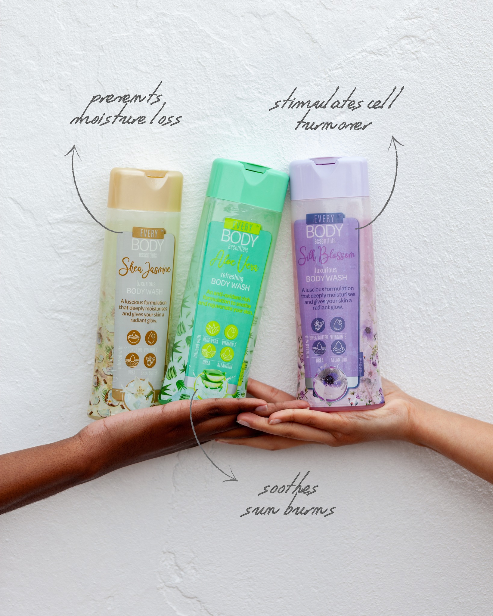 Your line-up for glowing skin this summer ✨ Take your pick from this trio of body washes:
🥥 Shea Jasmine: for dry skin
🥒 Aloe Vera: for sensitive skin
🌸 Silk Blossom: for dull skin
Shop essentials for all skin types | Link in bio
#everybodyessentials #essentialskincare #skincarebrand #skincarethatworks #skincarethatcares #southafricanskincare #skincarelovers #bodycare #bodycareproducts #bodywash #showergel #showertime #skinessentials #glowingskin #summerskin