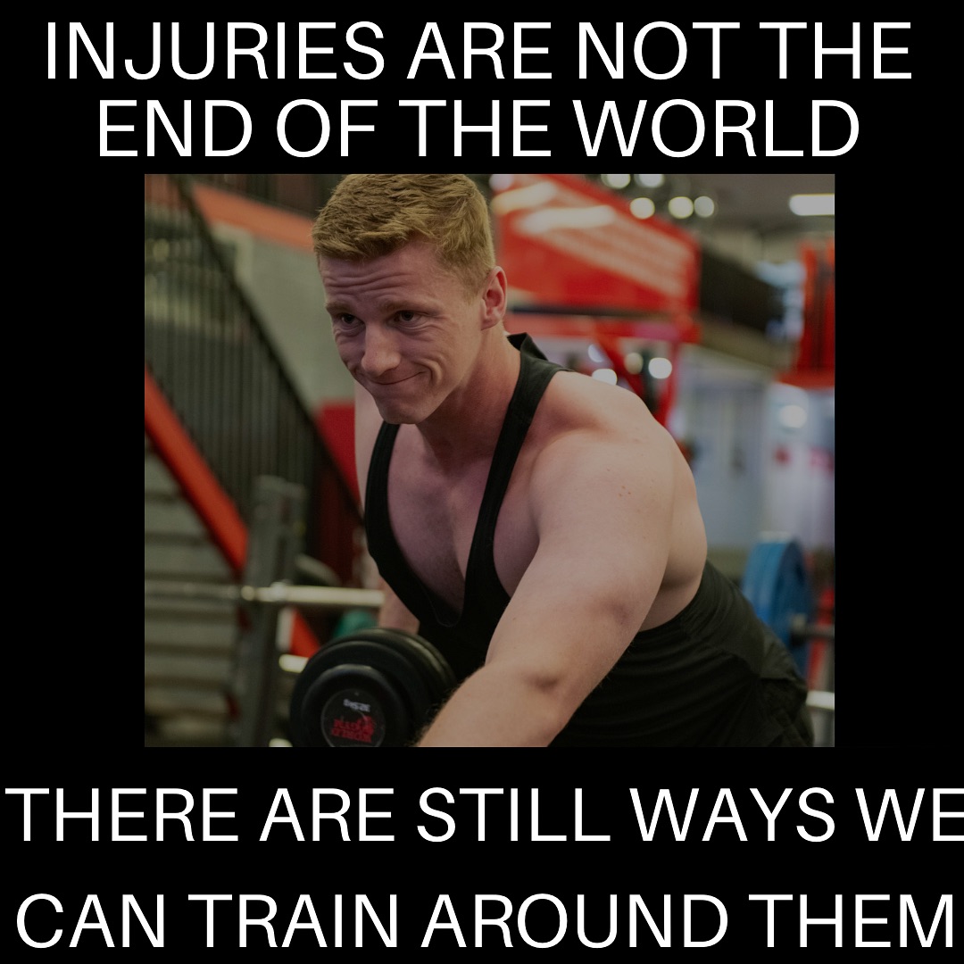 Unfortunately, injuries happen and we all know that they suck BUT that doesn’t mean we should stop exercising.
It varies from injury to injury but whether it’s increasing your step count or off feet cardio, continuing weight training on the uninjured body parts or even finding a range of motion you can perform pain free.
The bottom line is that injures can happen but that doesn’t mean you have to throw in the towel, it may just mean you have to get creative.