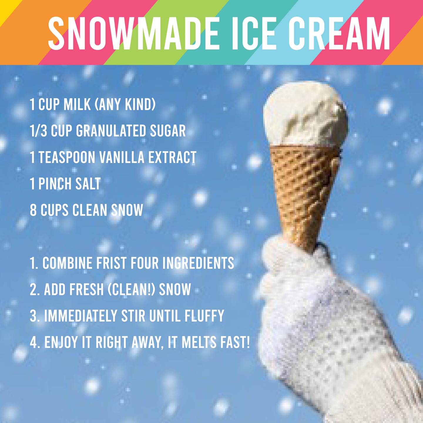 ❄️ 100% chance of snow this Sunday!
We’ll be closed Sunday per the weather advisory—but don’t worry!! There’s still time to stock your freezer with the best Kent Island–made ice cream.
We’re open today & tomorrow, 12–8pm.
And while you’re snowed in, try this fun snow-cream recipe and make your own ice cream at home. Tag us if you try it—we wanna see that snowy scoop magic! ✨
#ilovetastytoucan #snowicecream #icecream #handcrafteddeliciousness