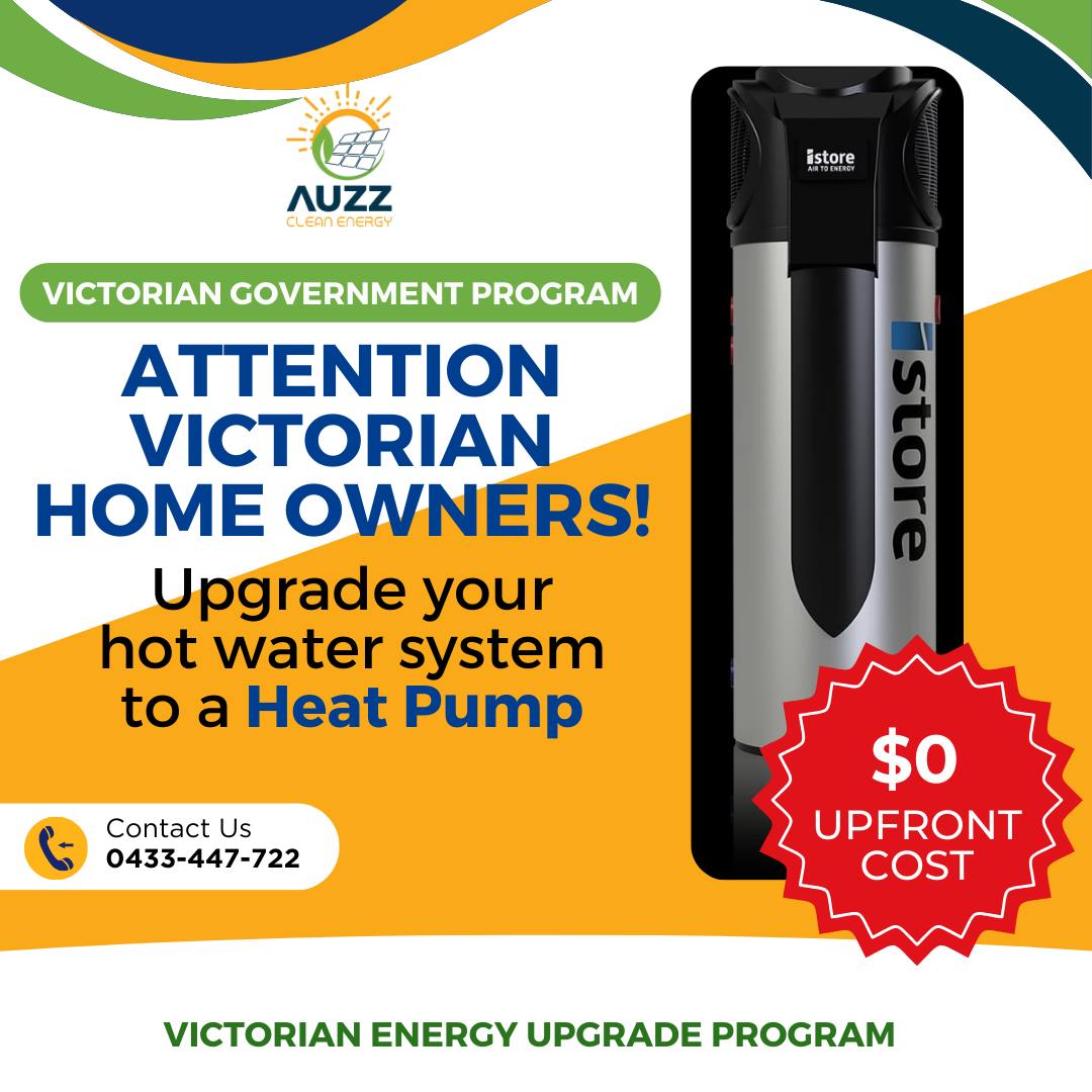 Attention Victorian Homeowners! Upgrade your hot water system to a heat pump with Auzz Clean Energy.
Take advantage of the Victorian Government program with $0 upfront cost.
Make the switch to clean energy and enjoy efficient, cost-effective hot water.
Don't miss out on this opportunity to upgrade your home.
Contact us to book your upgrade!
Check out our client review videos on our page! ⭐⭐⭐⭐⭐
📱Contact Ash, your local provider, on 0433 447 722
Auzz Clean Energy
.
.
.
.
.
#auzzcleanenergy #solar #solarpowered #vicsolar #solarpanels #GoGreen #gosolar #SolarEnergy #CleanEnergy #SaveMoney #AuzzCleanEnergy #SaveOnEnergyBills #GovernmentRebate #SustainableEnergy #SolarPower #AuzzCleanEnergy #AuzzEnergy #SolarSavings #RenewableEnergy #SolarPower #BatteryStorage #EnergyEfficient