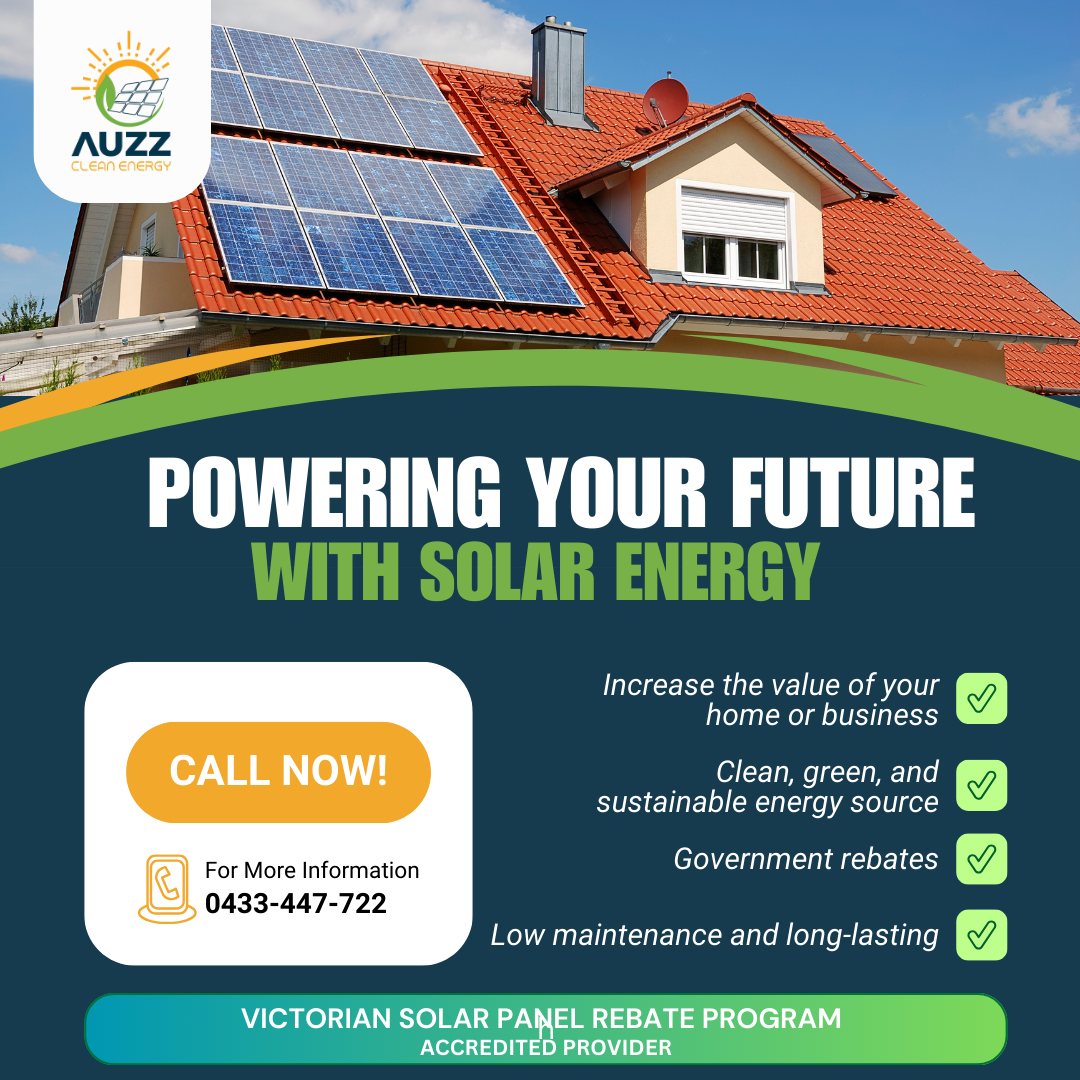 Get ready for the approaching warm weather with Auzz Clean Energy. Ensure your solar panels are primed to capture and store maximum energy and make the most of current government rebates. Our team will handle the entire process for you. ⋆。˚☀️
▶️ Be sure to check out what our clients say about their experience with us in the videos on our page!
📱Contact Ash, your local approved provider, on 0433 447 722
Auzz Clean Energy
.
.
.
.
.
#auzzcleanenergy #solar #solarpowered #vicsolar #solarpanels #GoGreen #gosolar #SolarEnergy #CleanEnergy #SaveMoney #AuzzCleanEnergy #SaveOnEnergyBills #GovernmentRebate #SustainableEnergy #SolarPower #AuzzCleanEnergy #AuzzEnergy #SolarSavings #RenewableEnergy #SolarPower #BatteryStorage #EnergyEfficient