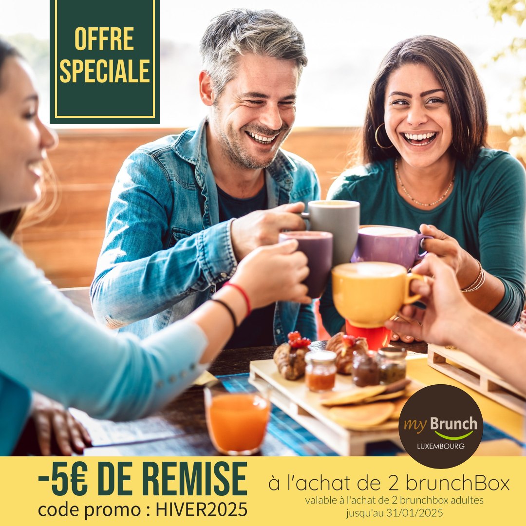 ❄️ Offre spéciale Hiver 2025 : -5€ de réduction sur l'achat de 2 Brunchbox adultes avec le code promo : HIVER2025 (jusqu'au 31/01/2025). 🚚Commandez maintenant sur https://mybrunch.lu et savourez votre brunch bien au chaud à la maison 🏠