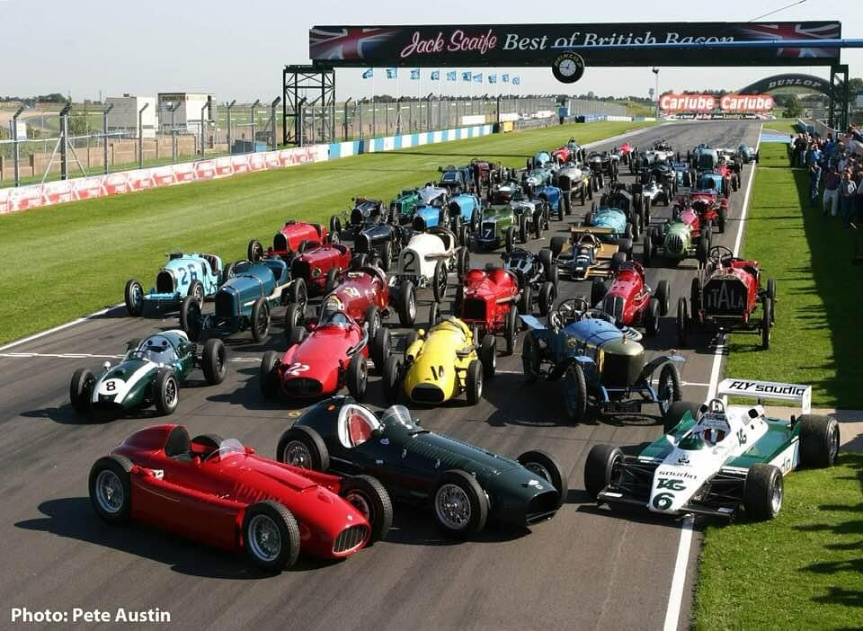 I can’t quite remember which event this shot was promoting but it looks like they had all bases covered.
Proud to see our yellow Connaught A4 bang in the middle!
#doningtonpark #racing #vscc #hgpca #f1 #brm #ferrari #maserati #vintage #motorsport #cars #classiccars