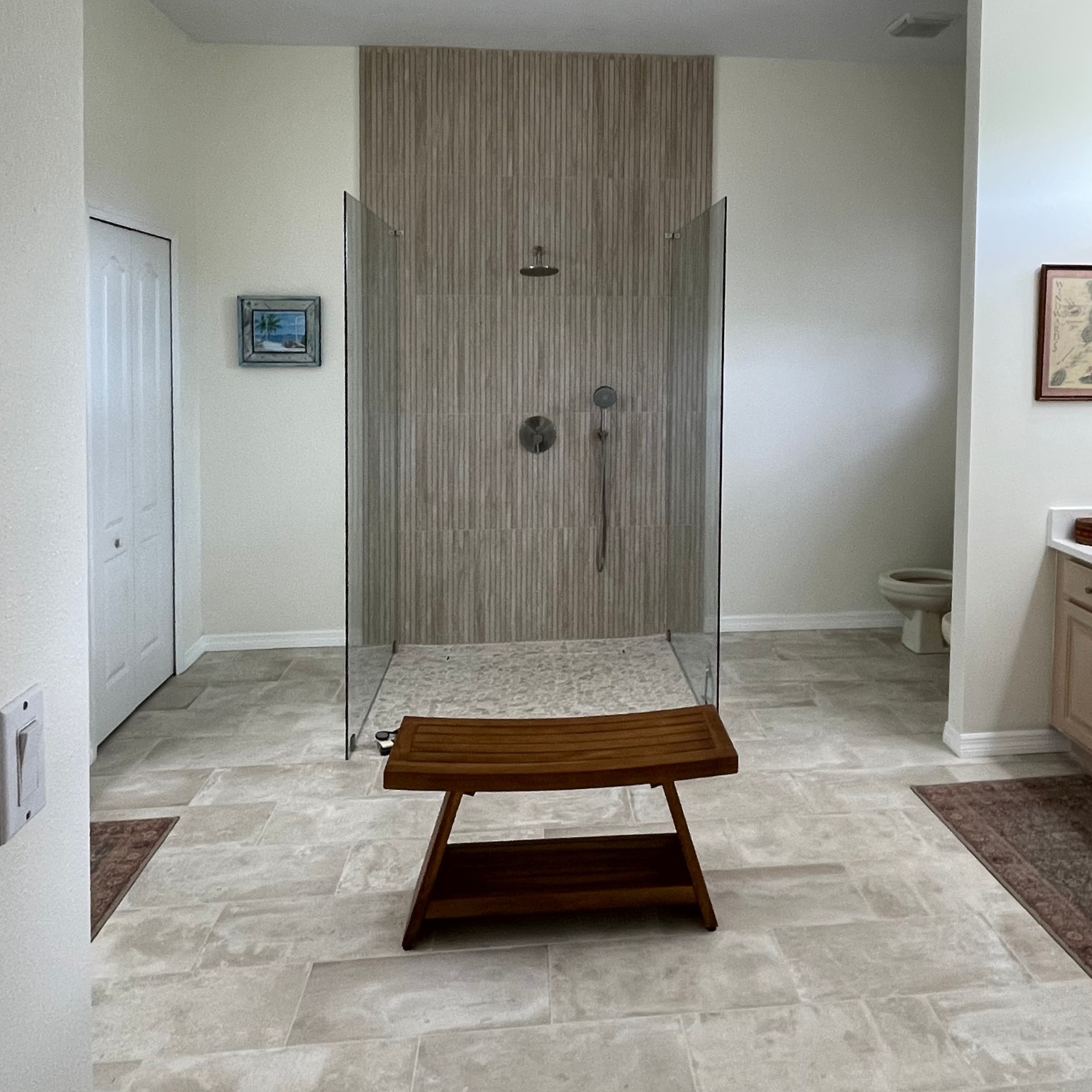 🚿 Say goodbye to shower curtains, scrubbing soap scum and tripping over shower trays. Say hello to the latest in sleek and modern bathroom design — the wet room! 🙌 Transform your bathroom into a spacious oasis with a level shower floor and integrated drains. Enjoy the freedom of open design and easy maintenance. 💦 #WetRoom #BathroomDesign #ModernLiving