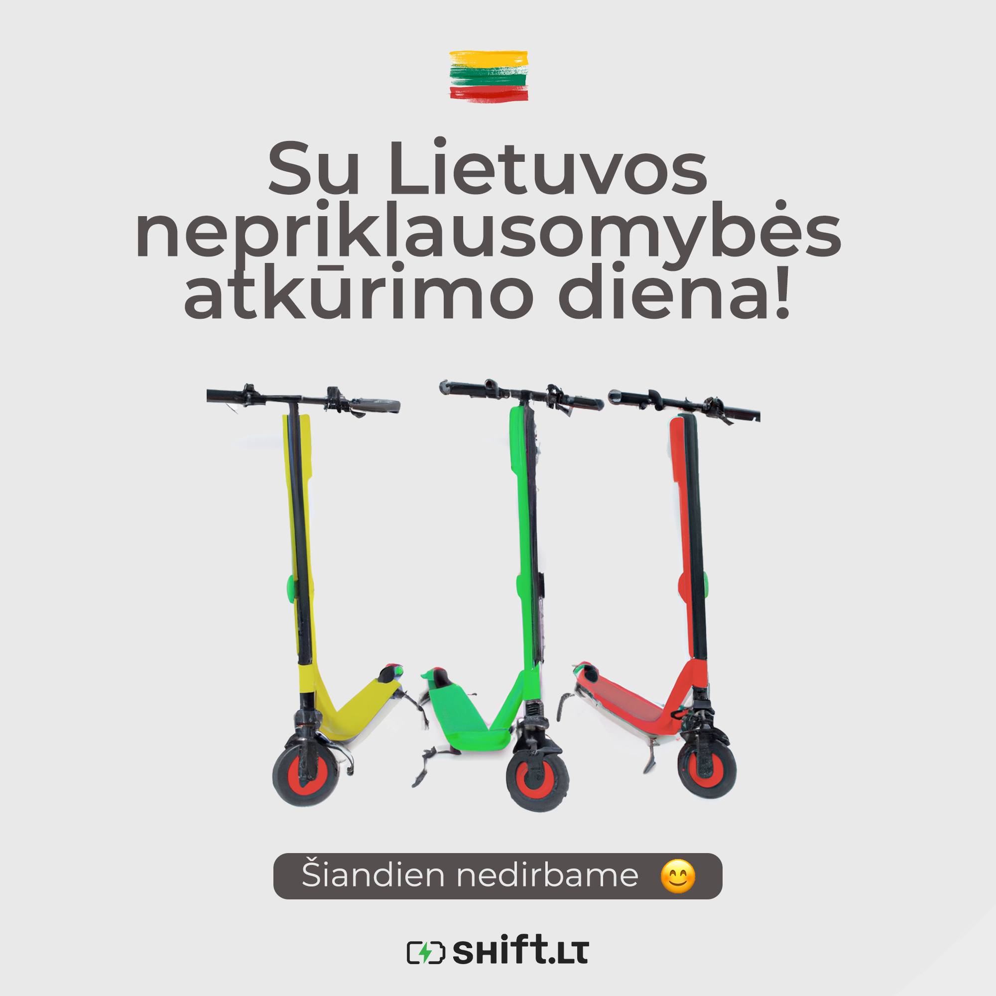 Sveikiname su Kovo 11-ąja! 🇱🇹
Šiandien mums poilsio diena - SHIFT parduotuvės ir remonto dirbtuvės nedirbs. Lauksime jūsų pirmadienį nuo 10 iki 19 val. Vilniuje ir antradienį nuo 10 iki 19 val Kaune 🙂 Tikimės, kad jau bus mažiau sniego 😁
#shiftlt #elektriniaipaspirtukai #paspirtukas #kovo11