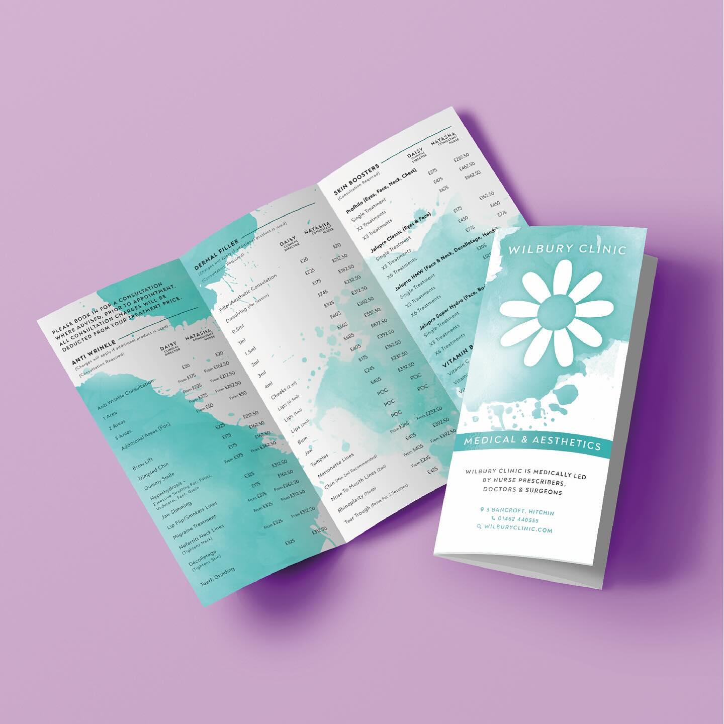 Im really proud of these pricelists I designed for @wilburyclinichitchin recently. When there is a lot of information to get on a trifold leaflet, it can be hard to make it look pretty. Im always up a challenge though and love how smart and sophisticated these came out in the end! Thanks to @printedcom for the finished leaflets. If you need some flyers or folded leaflets for your business, Im your girl! Get in touch.