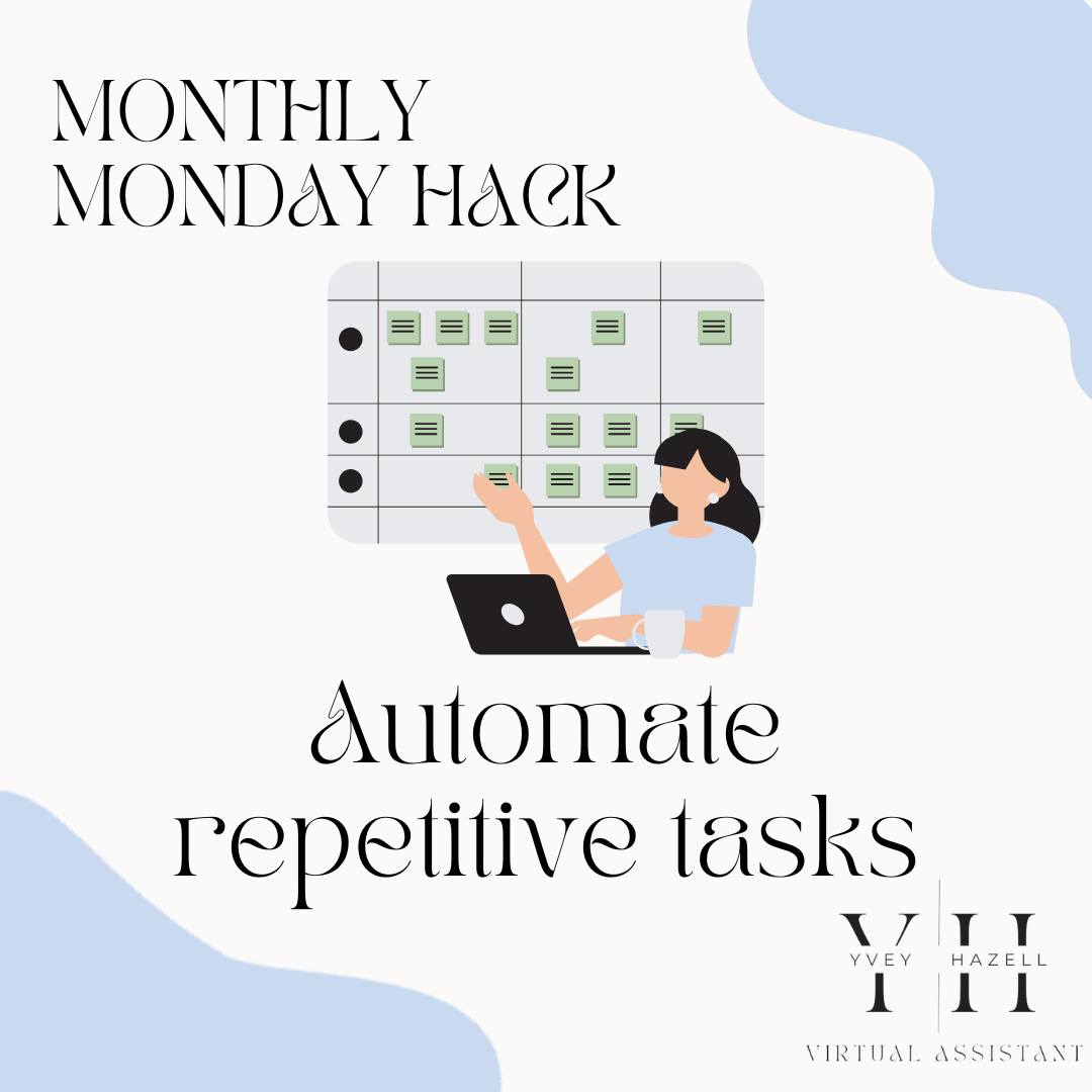 MONTHLY MONDAY HACK
A new month, which means it's time for a new productivity hack...
โจ AUTOMATE REPETITIVE TASKS โจ
By implementing tools like Zapier to connect different apps, you can automate lots of tasks to save you precious time. Zapier can be used for repetitive tasks like automatically saving email attachments to Dropbox, adding new calendar events to a project management tool, or even adding a subscriber to your email campaign when they are added to your CRM system. If you use an app for it, you can probably automate it! The potential time savings are endless ๐ฅ
If you aren't sure how to set up these automations but know you'd love to utilise the time-saving, reach out to me to discuss how I can help you to start saving time today ๐ฉโ๐ป
#smallbusinesscornwall #virtualassistant #virtualassistantservices #va #businesssupport #generaladministration #monthlymondayhack #lifehack #adminhack #organisationhack