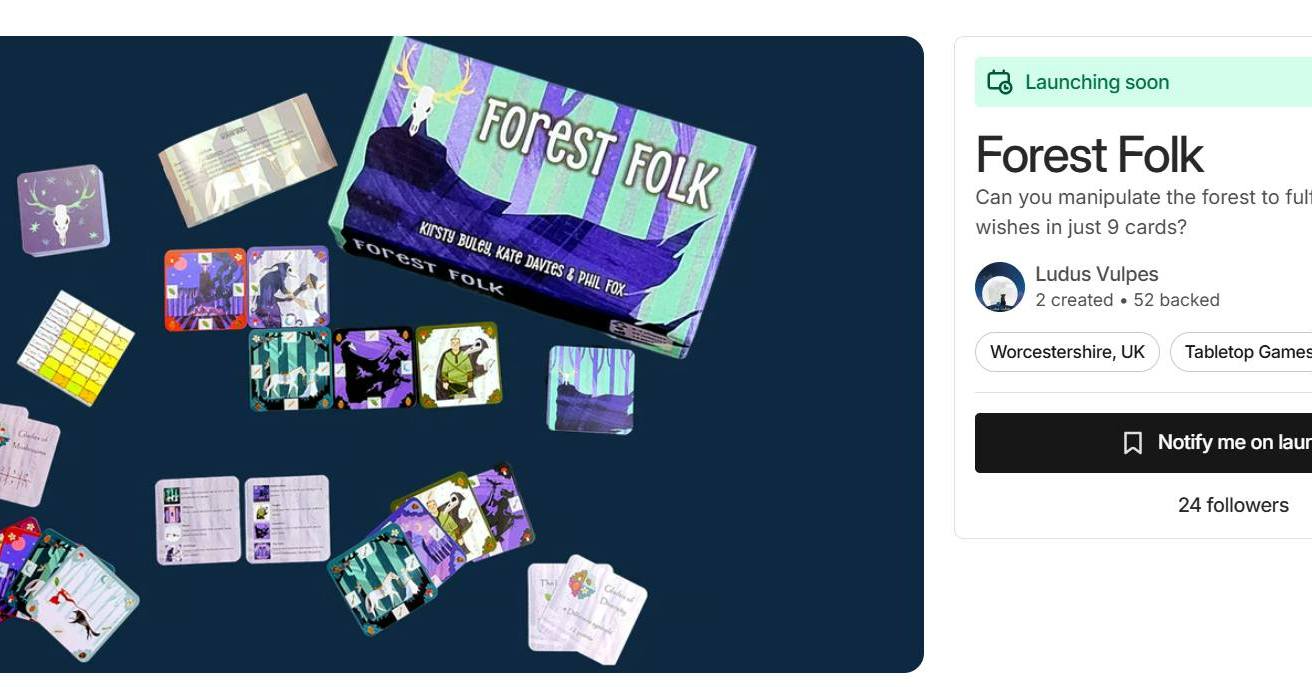 Isn't it strange.
The idea stage seems so easy, compared to getting the final production out to the world. It feels like the idea is 15% of the process, with the remaining 85% is really hard work.
We are at the 75% stage maybe?? What do you think? How much more work is there during and post campaign?
Join us for the launch 8pm GMT
Link in comments.
#ludusvulpes #forestfolkgame #forestfolkcardgame #kathryncreatesstuff #kathryndavies #kickstarter #launchingsoon #kickstart #crowdfunding #crowdfundingcampaign