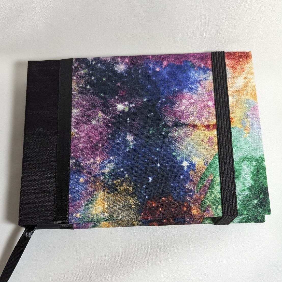 Watercolor book... IN SPAAAAACE!!! 🤣
This was one of my first watercolor "sketchbooks," with a lay-flat break-away binding and even a loop to hold your brush.
Custom order but I'm so happy with how it turned out and absolutely LOVE the fabric.
What do you think?! #watercolorsketch #smallbusiness #bookbindersofinstagram