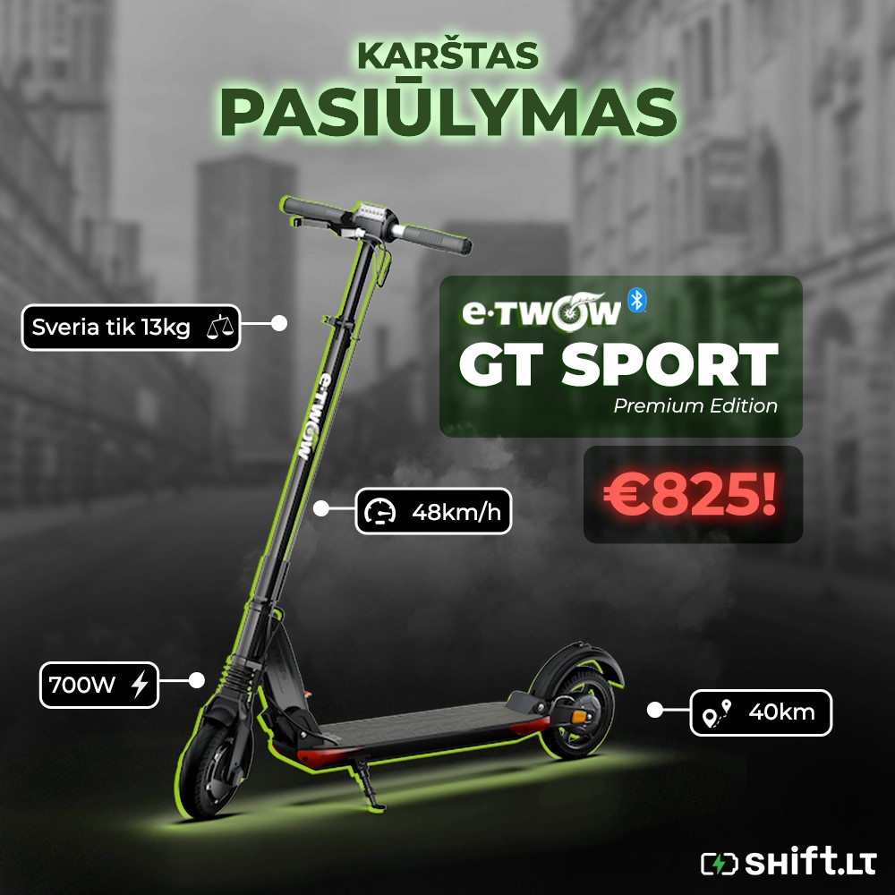 Kadangi vasaros šiluma lepina (šiom dienom net per daug 😁), nutarėm palepinti ir savo klientus tirpstančiomis kainomis - tik pas mus E-TWOW GT Sport (Premium Edition) tik €825! 😱
Kaip žinot, domėjimasis elektriniais paspirtukais yra mūsų kasdienė duona (ir jau ilgą laiką tapęs hobis), domimės E-TWOW jau seniai, tai informacijos turim prikaupę tiek, kad galėtumėm knygą parašyt, tik įdomu, ar kas skaitytų 😅 Tai dalinamės pagrindiniais faktais apie E-TWOW ir kodėl šis, ganėtinai sunkiai ištariamas paspirtukų ženklas patapo patogumo simboliu.
⚖️ LENGVAS: sveria kaip mažas šuo - vos 13kg. Čia bene didžiausias šio paspirtuko pliusas. Kilnojant ir nešant laiptais rankų bicepsai užaugs lėčiau, tačiau nugaros traumų irgi bus ženkliai mažiau. Jei nesat Halkas ir norit vos viena ranka nešiotis paspirtuką kaip pūkelį - E-TWOW.
🗃️ NEUŽIMA DAUG VIETOS: kompaktiškai susilanksto automobilyje ir namie. Realiai geriausias ir praktiškiausias kompanionas bet kurioje kelionėje, svarbiausia dėl E-TWOW kompaktiškumo ir gebėjimo įtilpti ir pasislėpti į bet kurį kampelį namie, nepamiršti jo pasiimti.
💨 GREITIS: iki 48 km/h. Galėsite ramiai mėgautis valstybės naujai numatytu 7-20km/h greičiu. Arba galėsit mėgautis daugiau 🙃 Mūsų nuomone, 48 km/h maksimalus greitis - idealus tiems, kurie nori prailginti vidutinę gyvenimo trukmę Lietuvoje :)
🧘 AMORTIZATORIAI: minkštai važiuosit net ir visomis remontuojamų miestų gatvėmis. Jei atsibodo tas jausmas, kai barška dantys ir šiek tiek skauda galvą važiuojant nelygiu asfaltu ar žvyrkeliu, E-TWOW šoks į pagalbą.
🛣️ NUVAŽIUOJAMA DISTANCIJA: apie 40km, mini kelionėms į darbą ar į centrą - pats tas. Paspirtuko galima apkrova net iki 110kg, tai drąsiai vasarą galit užsisakinėti cepelinus ir šaltibarščius - atlaikys. Įkrovimo laikas tik 4-5 valandos - maždaug tiek, kiek užtrunka vasarą ant sofkutės pietų miegot "netyčia" pamiegoti :)
Kaip visada, lauksim jūsų Kalvarijų g. 82 Vilniuje ir Vytauto pr. 17 Kaune. Paskubėkite, liko paskutiniai E-TWOW vienetai 🤓