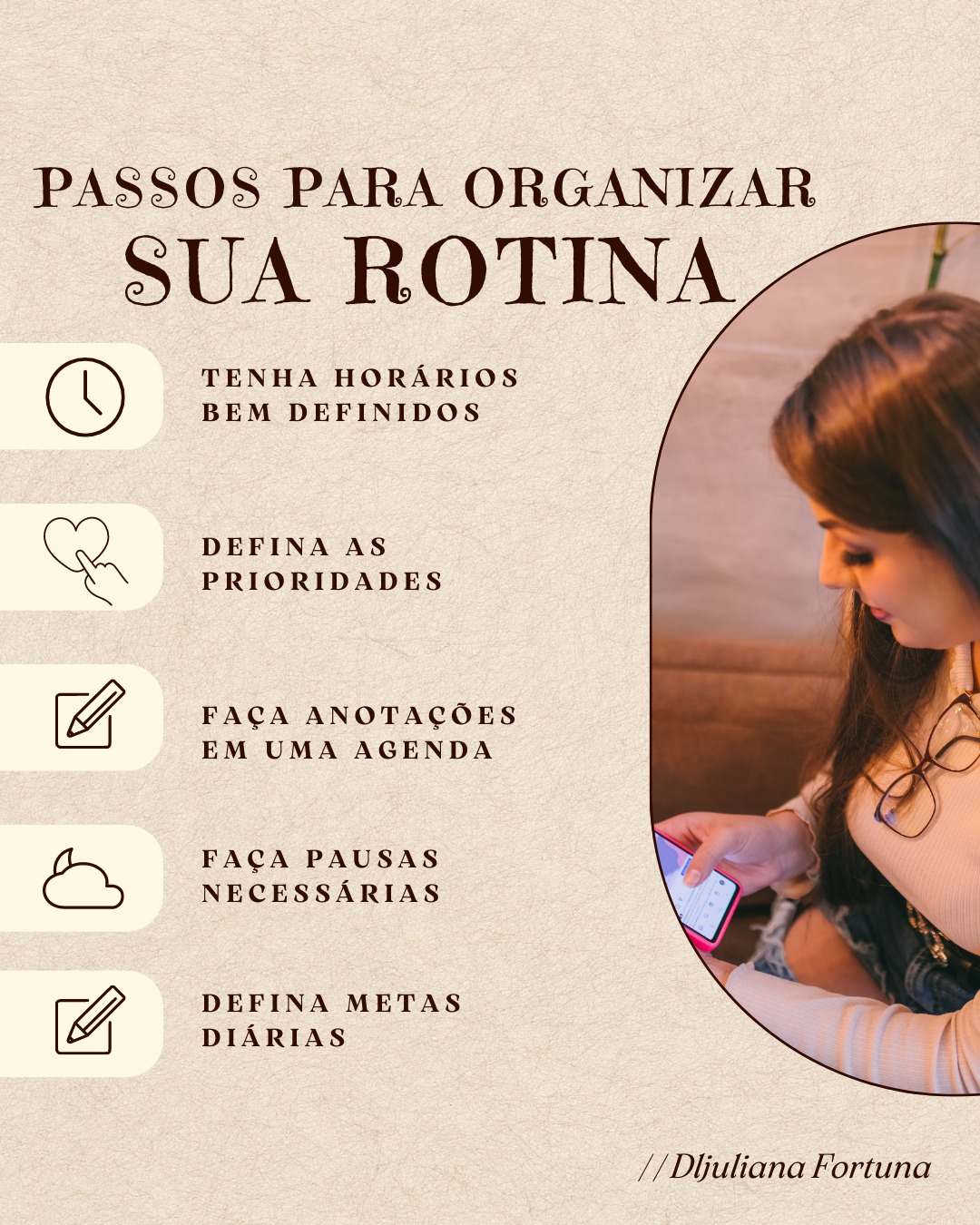 Uma rotina organizada é o primeiro passo para ter uma vida mais produtiva e tranquila. Que tal começar a criar a sua hoje mesmo? 📅✨
Fiquem de olho nos stories que vou trazer mais conteúdos de organização!
#dljulianafortuna #criaçãodeconteúdos #socialmedia #organização #produtividade #mulheresempreendedoras