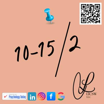New Blog Post ➡️ "10-15/2:" A tool for reinforcing the use of self awareness, in order to stay present, and allow for Planful Processing through Notation.
There is value in developing tools to sustain growth; in this case the framework for a tool of your own, to reinforce maintaining your self awareness. 👇
Feel free to share or contact.
Accepting New Clients
Free Introductory Session
Sliding Scale Rate Available
-Chris
#MentalHealth #SelfCare #PersonalGrowth #MentalWellness #Mindfulness #SelfLove #EmotionalHealth #OldMentalMuscle #NewMentalMuscle #GrowthMindset #InnerPeace #HealingJourney #SelfImprovement #StressRelief #PositiveVibes #MentalStrength #SelfAwareness #WellBeing #MindsetMatters #Resilience #SelfDiscovery #MentalClarity #Notate #PlanfulProcessing #Actioning #ActionItems #TenFifteenTwo #Massachusetts #Therapist #LICSW